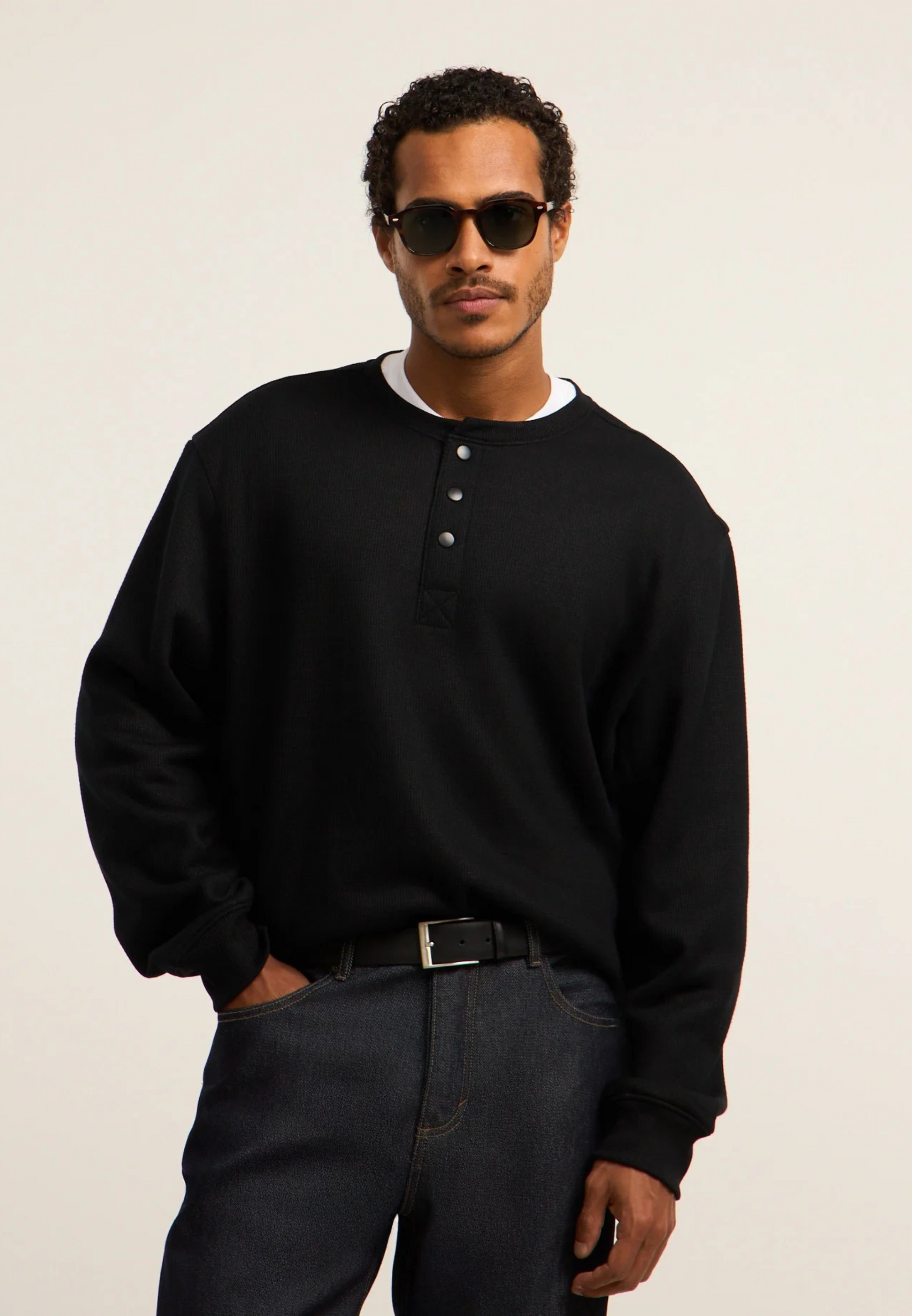 Rully Henley Wool Sweater Black
