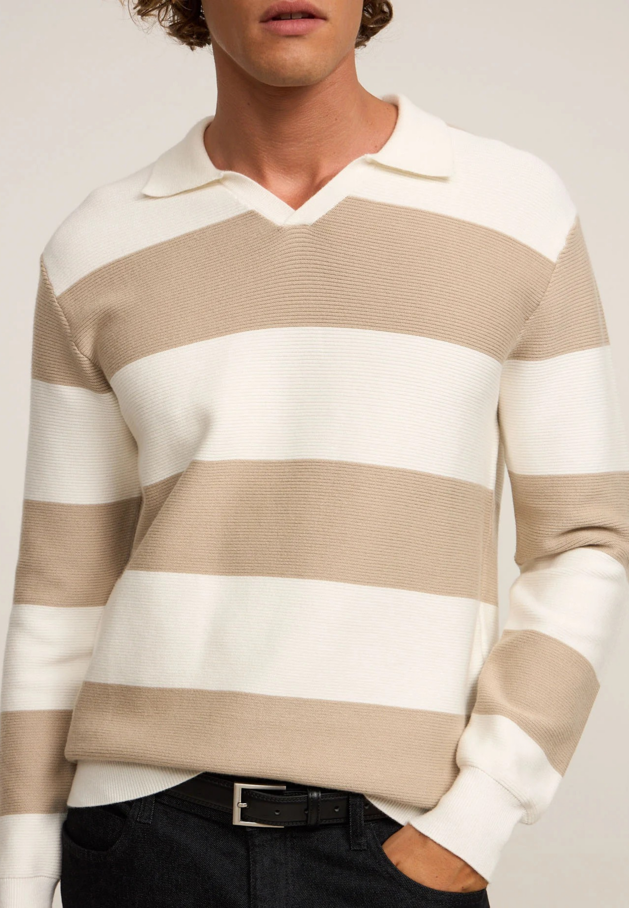Rully Islington Rugby Knit Sand & White