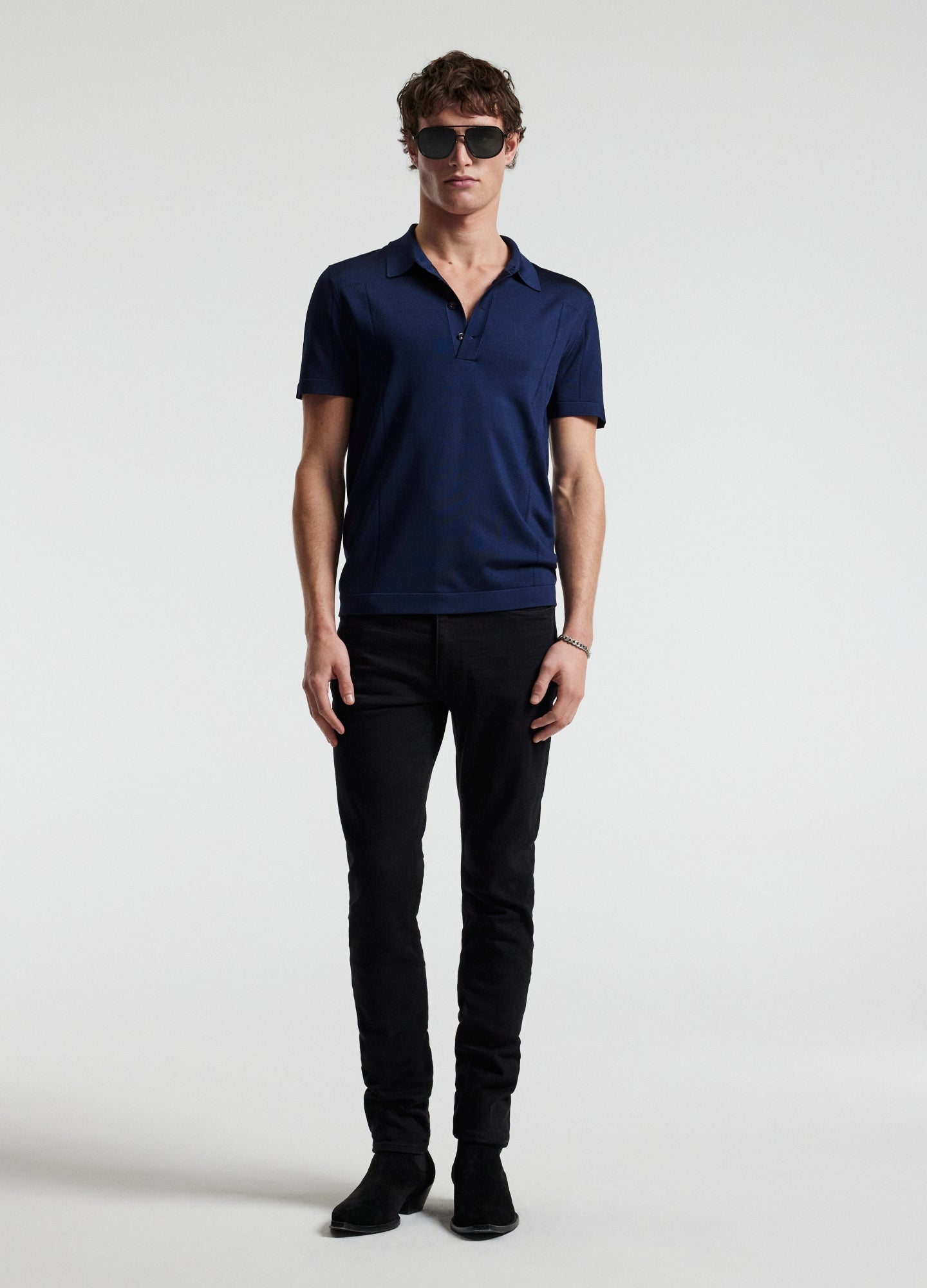 Rully Shiny Rayon Polo Navy