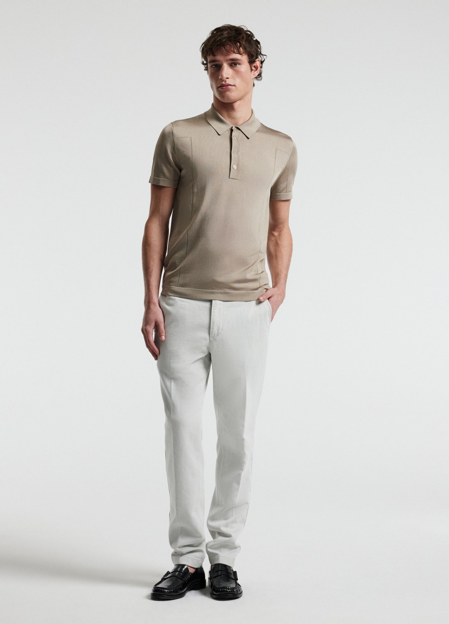 Rully Shiny Rayon Polo Stone