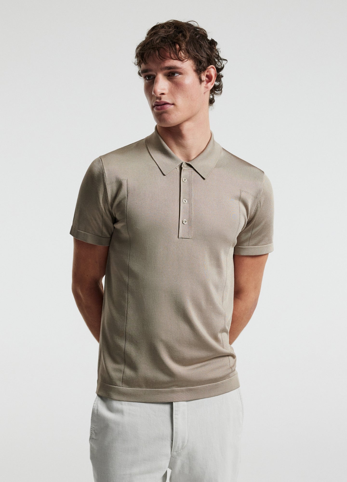 Rully Shiny Rayon Polo Stone