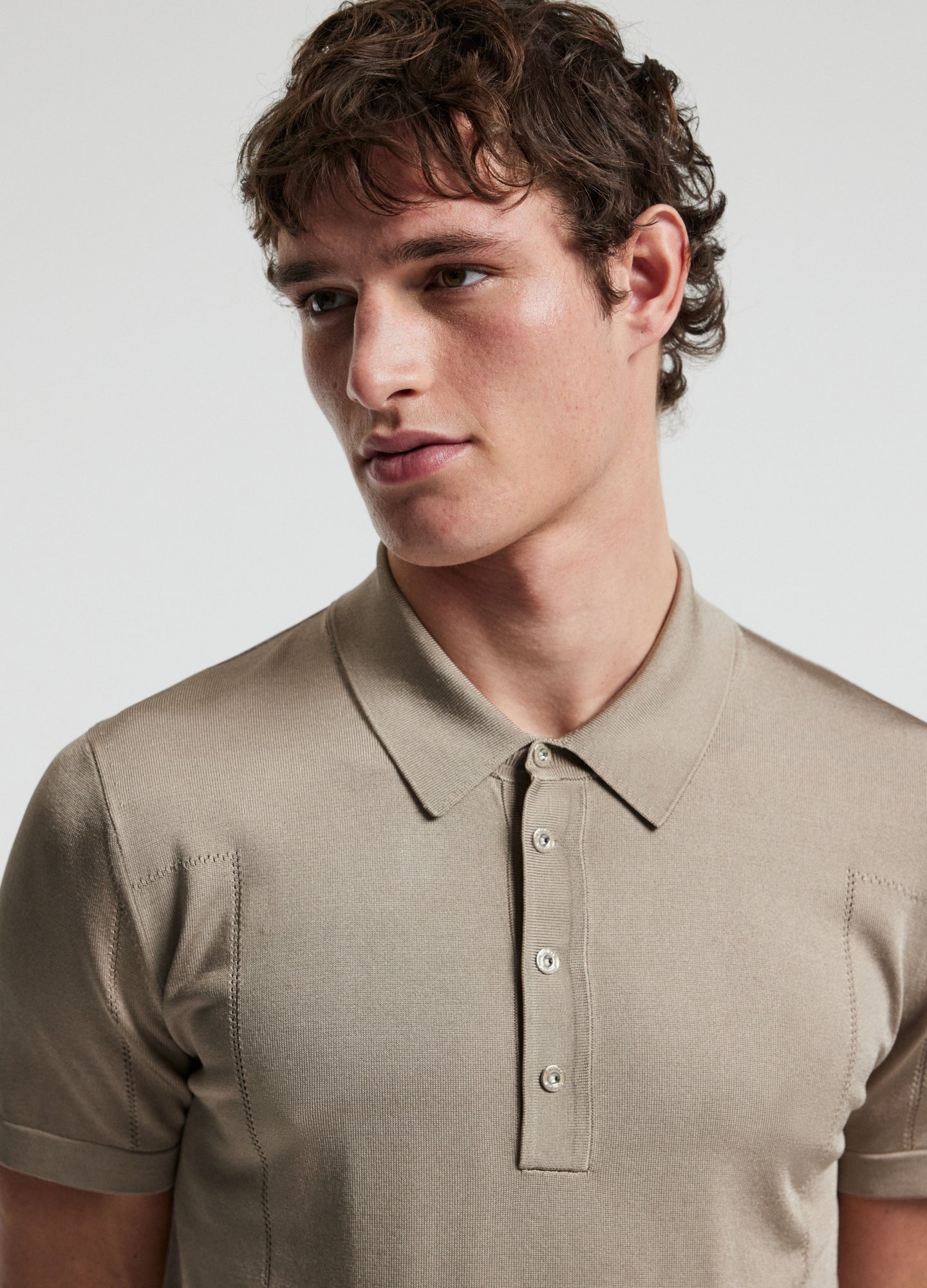 Rully Shiny Rayon Polo Stone