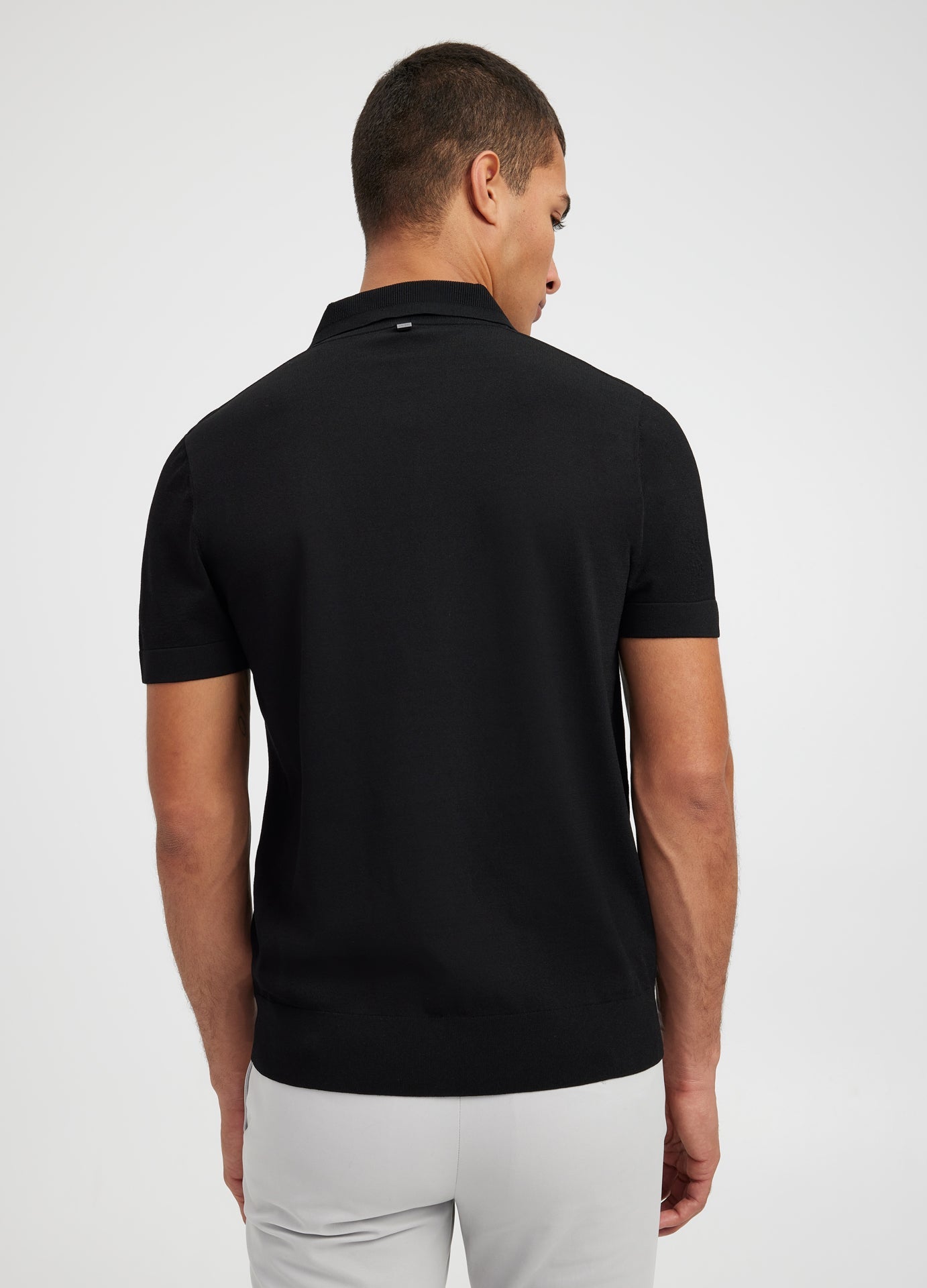 Rully Rib Collar Tech Knit Polo Black