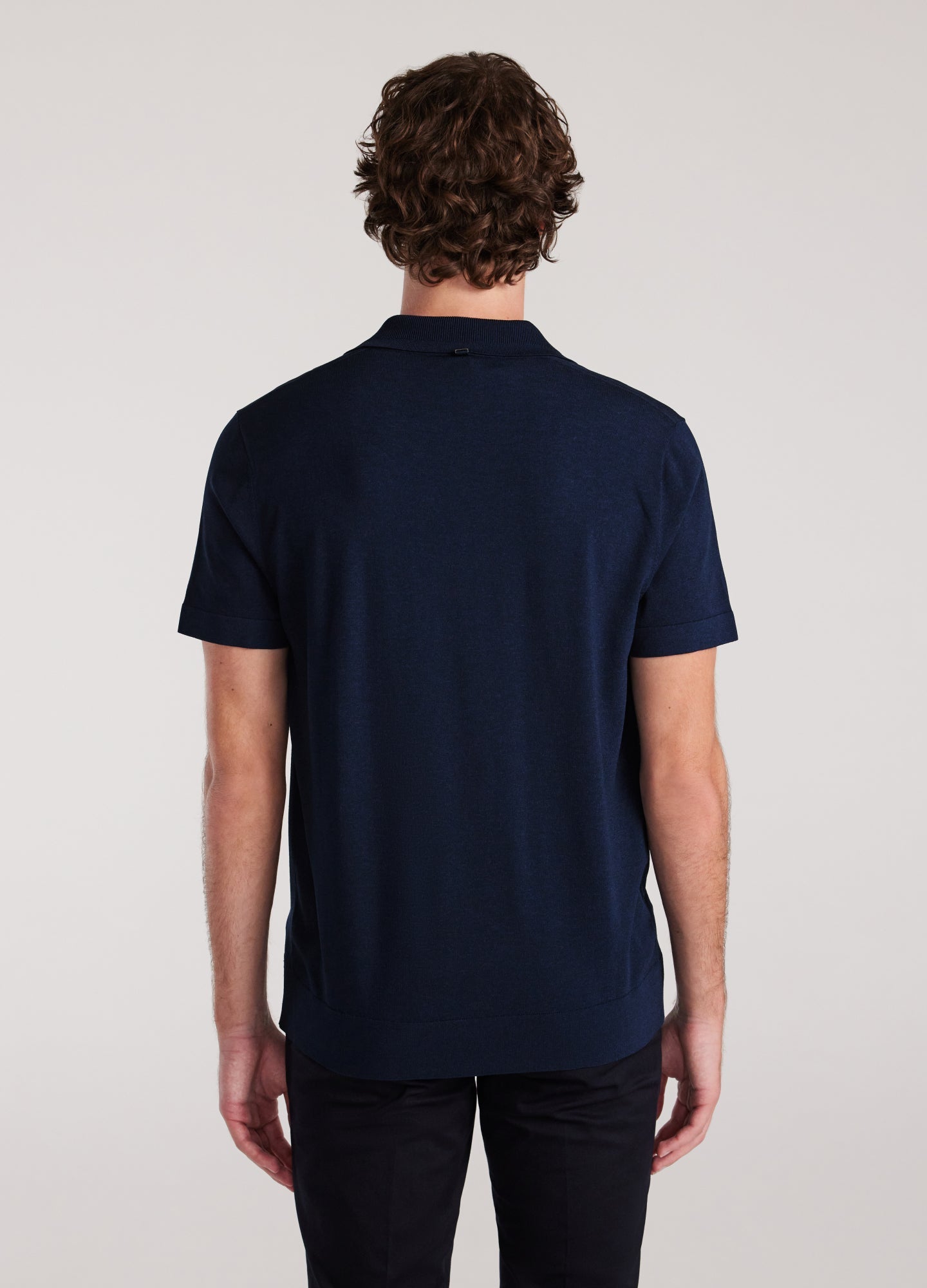 Rully Rib Collar Tech Knit Polo Delft Blue