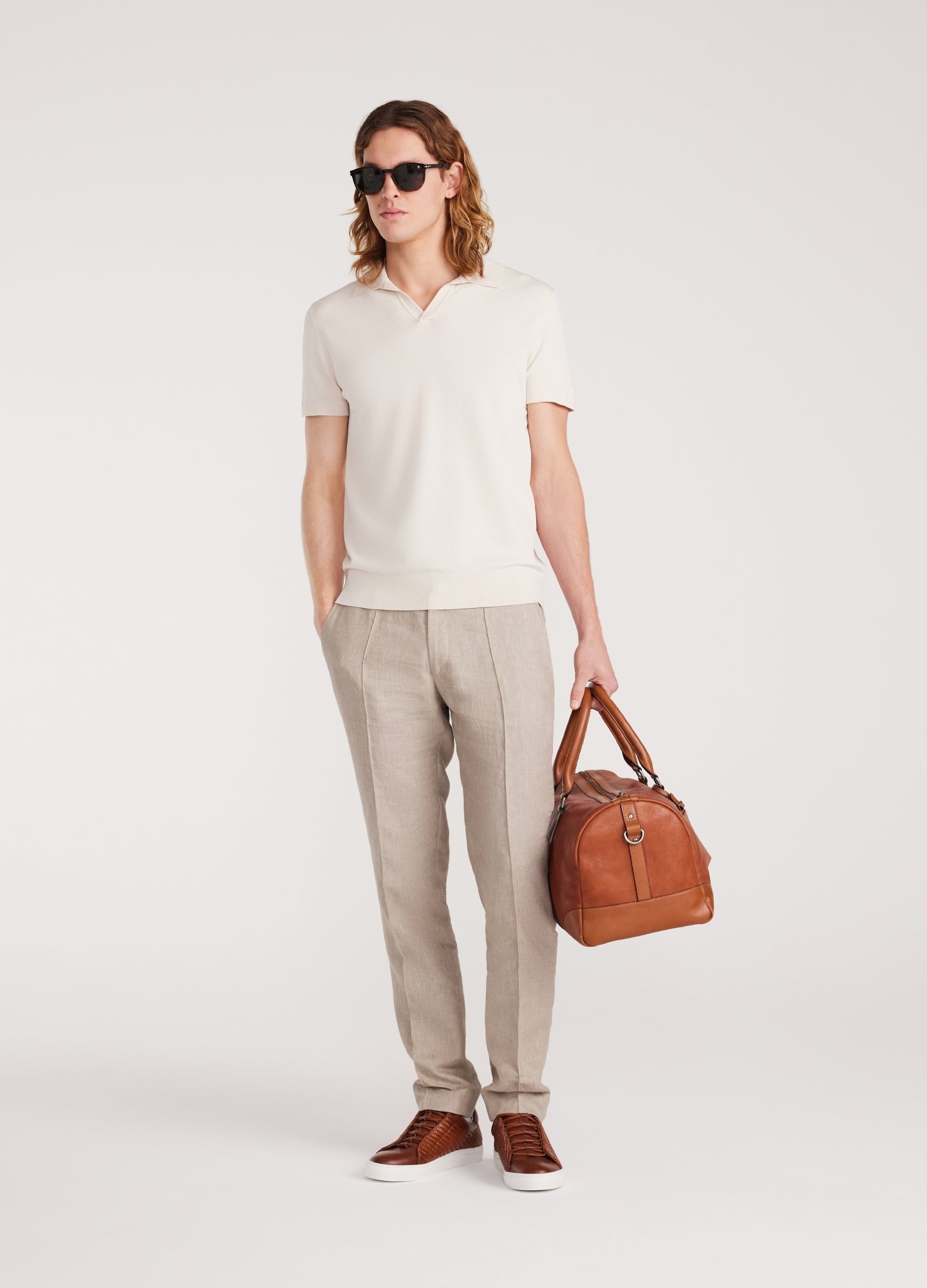 Rully Rib Collar Tech Knit Polo Parchment