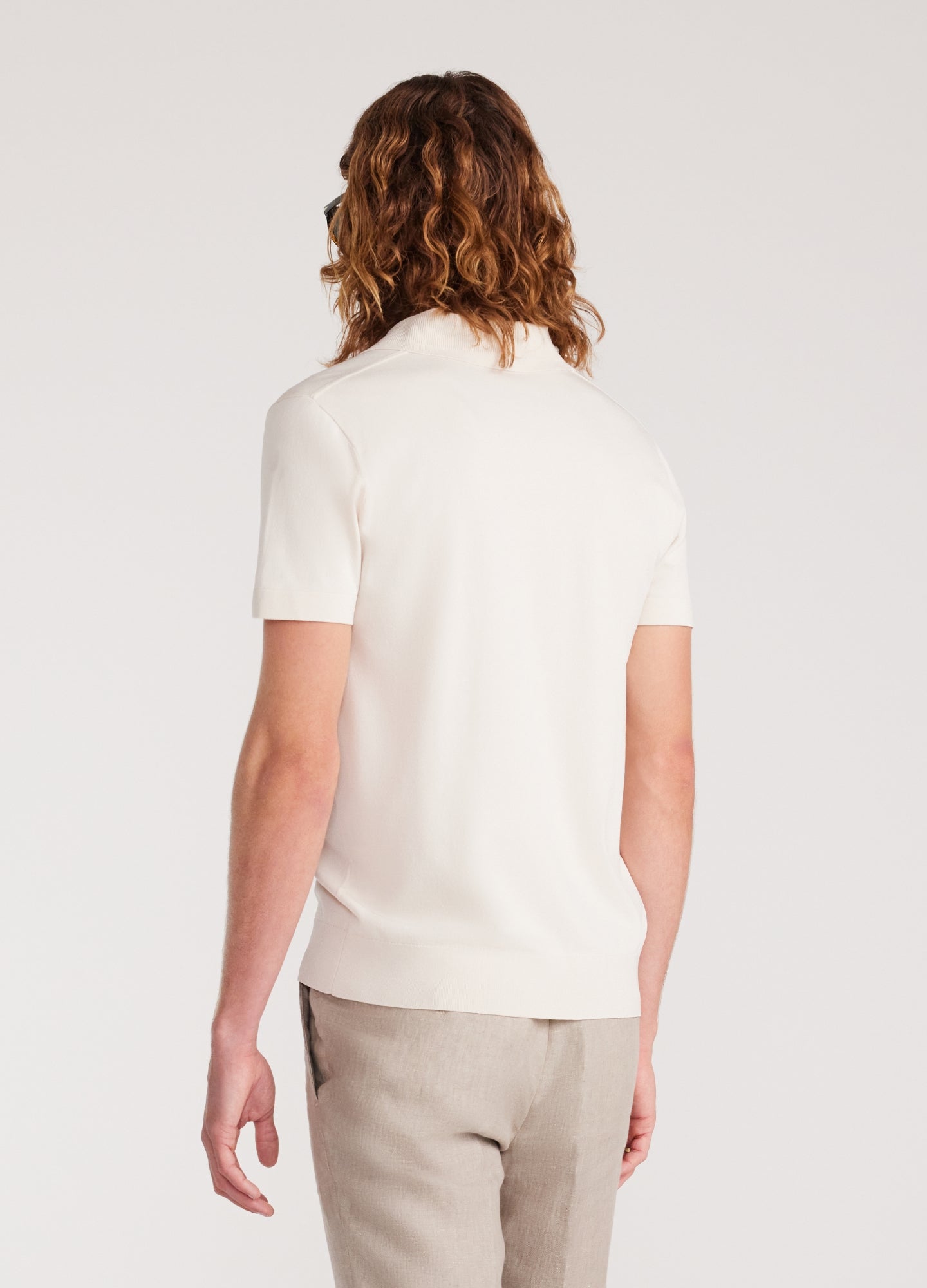 Rully Rib Collar Tech Knit Polo Parchment