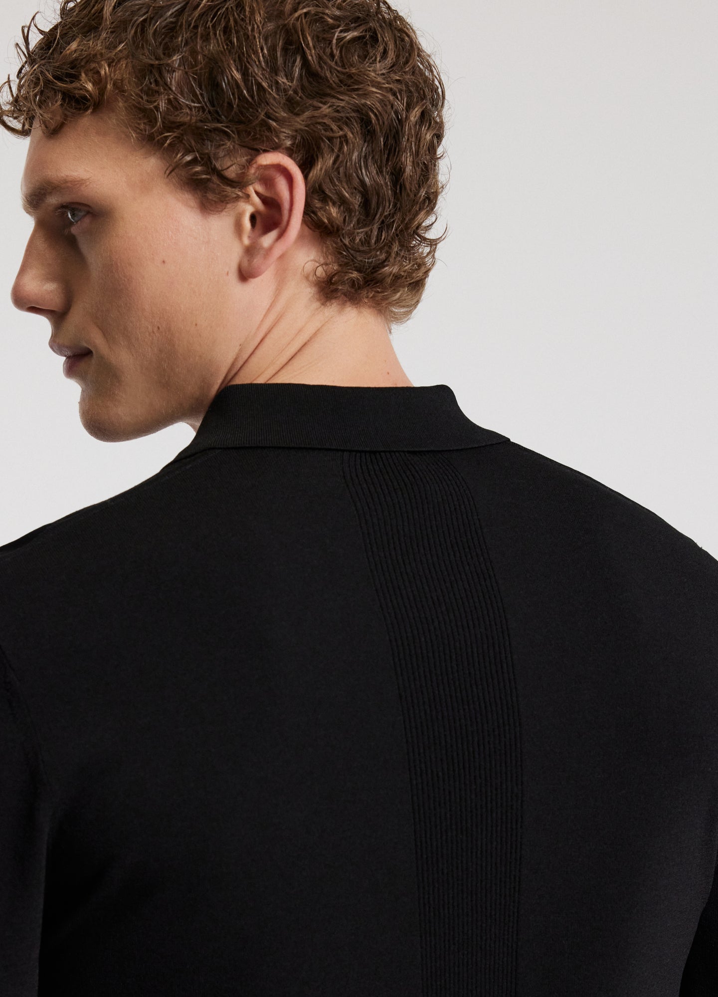 Rully Long Sleeved Tech Knit Polo Black