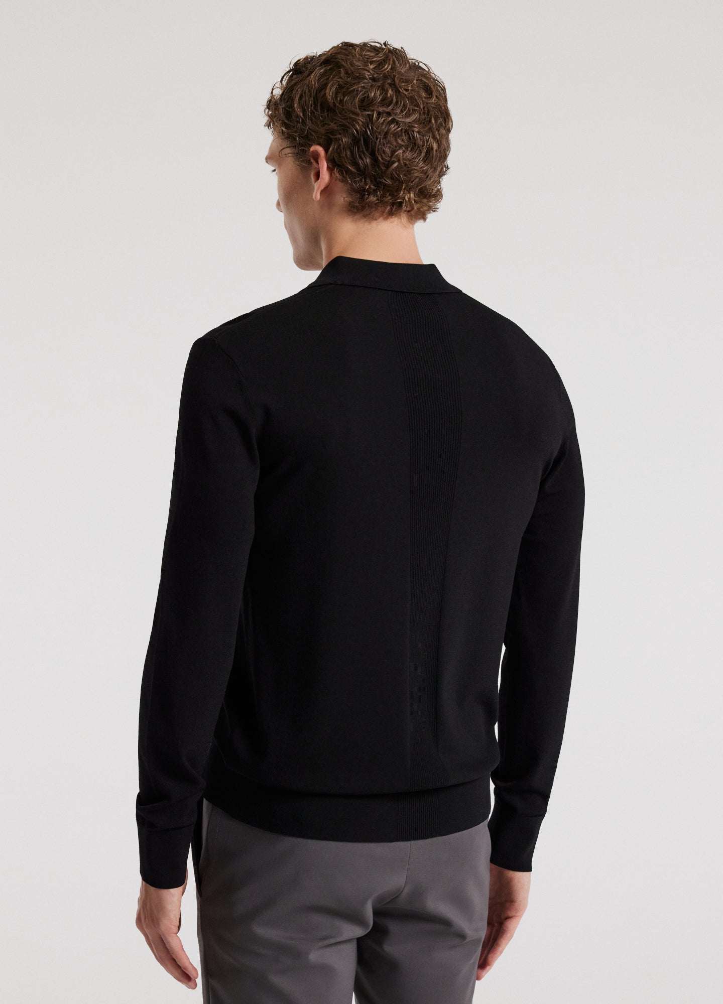Rully Long Sleeved Tech Knit Polo Black