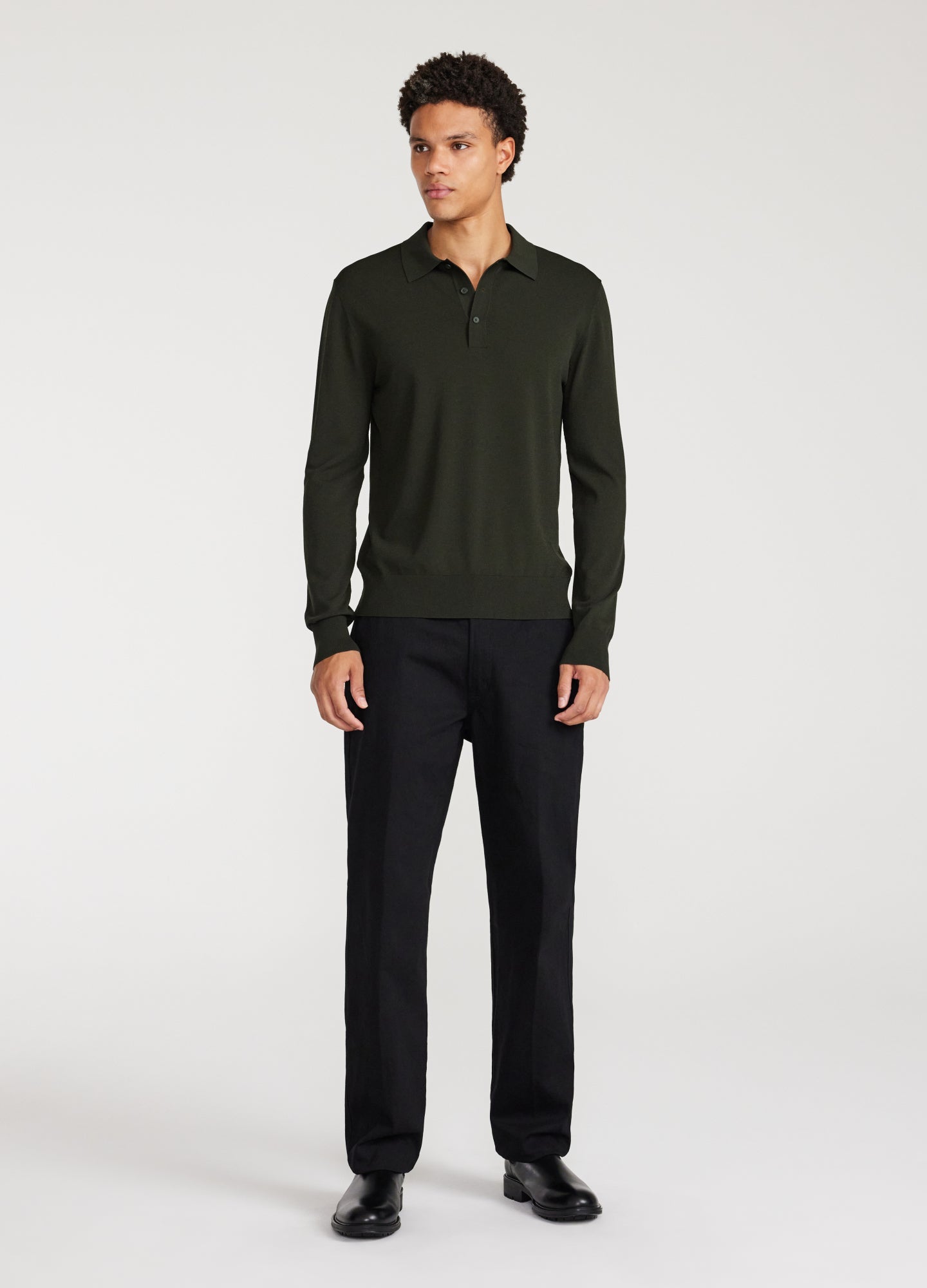 Rully Long Sleeved Tech Knit Polo Army Green