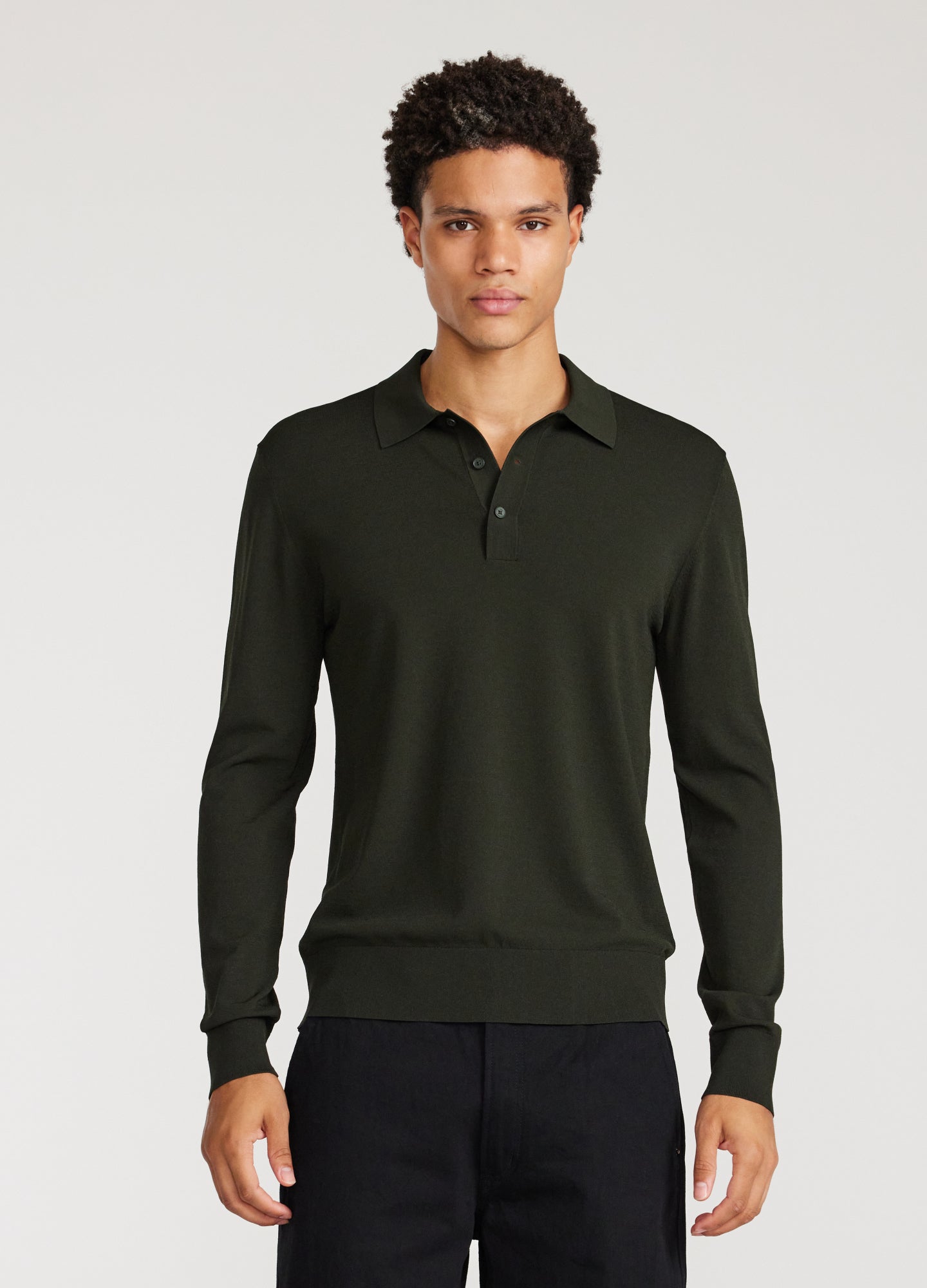Rully Long Sleeved Tech Knit Polo Army Green