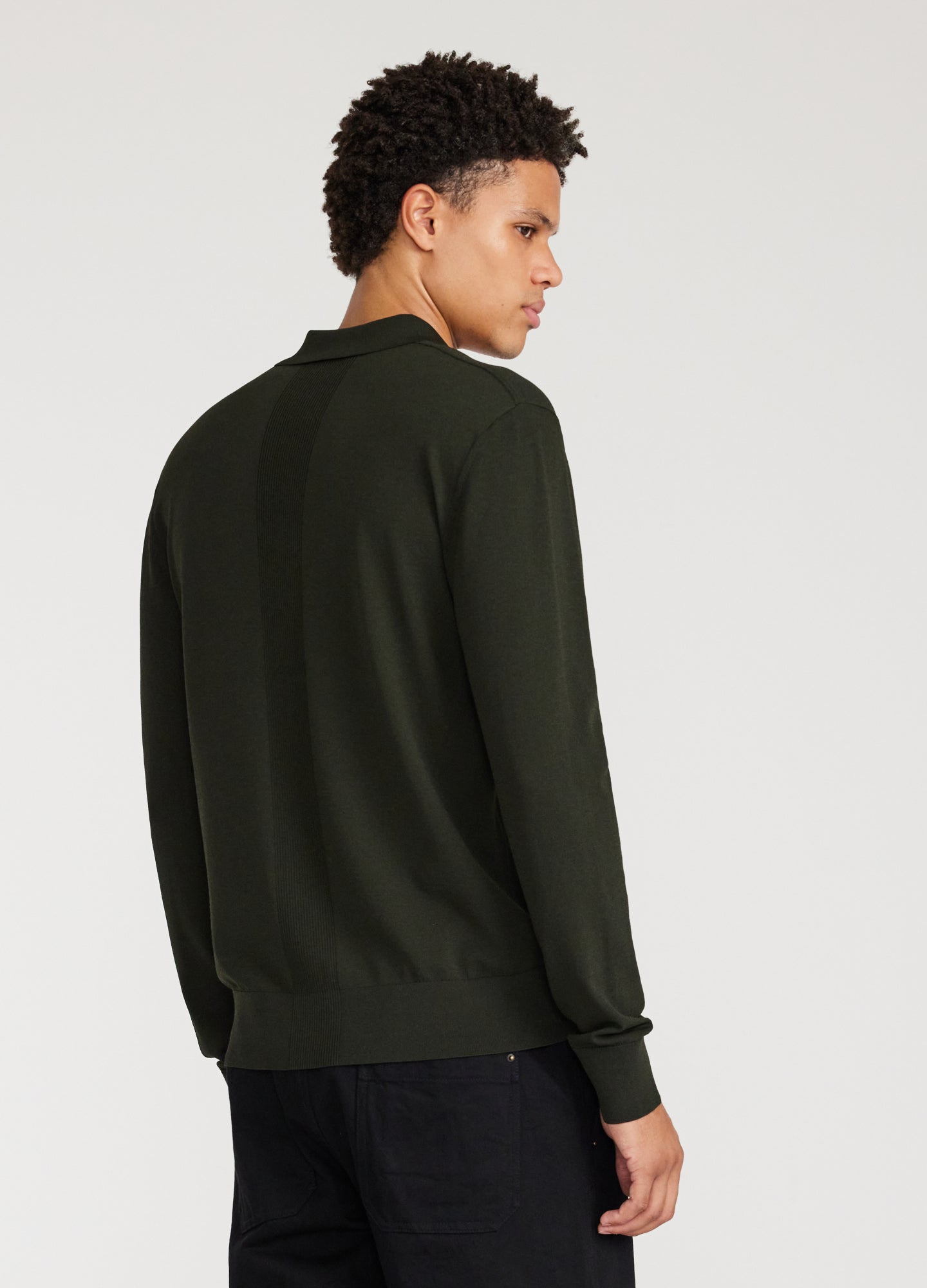 Rully Long Sleeved Tech Knit Polo Army Green