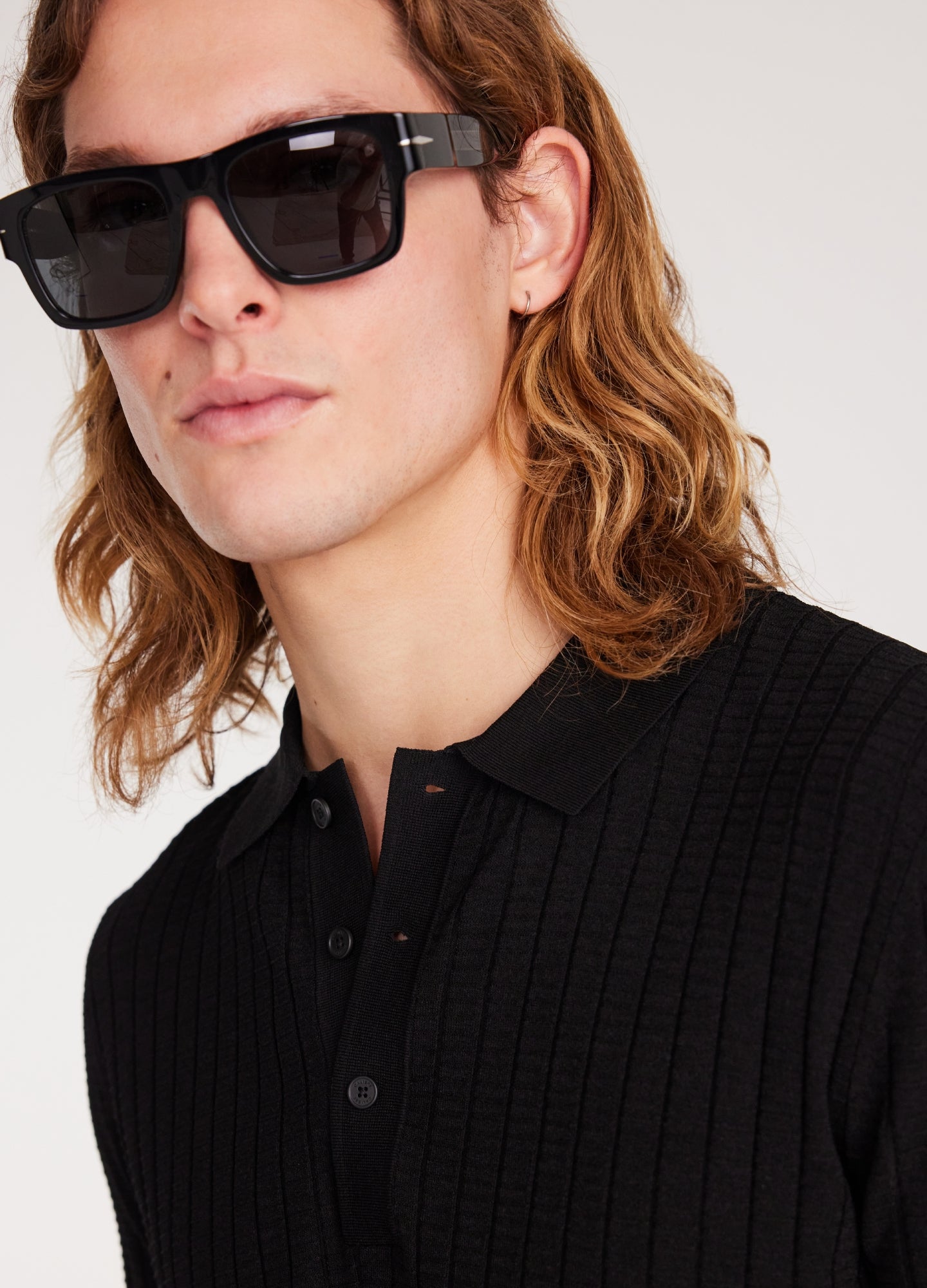 Rully Textured Rib Tech Knit Polo Black
