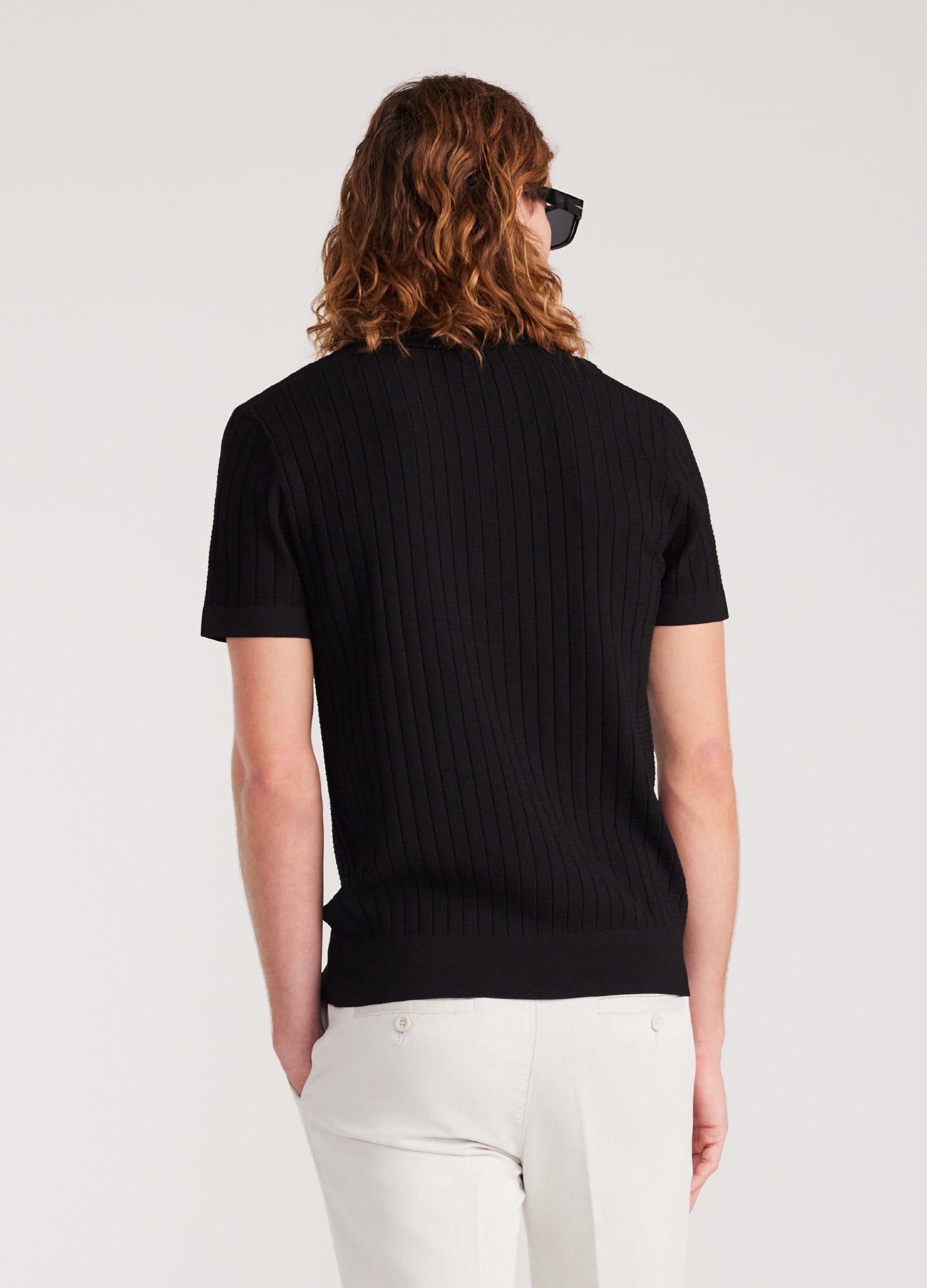 Rully Textured Rib Tech Knit Polo Black