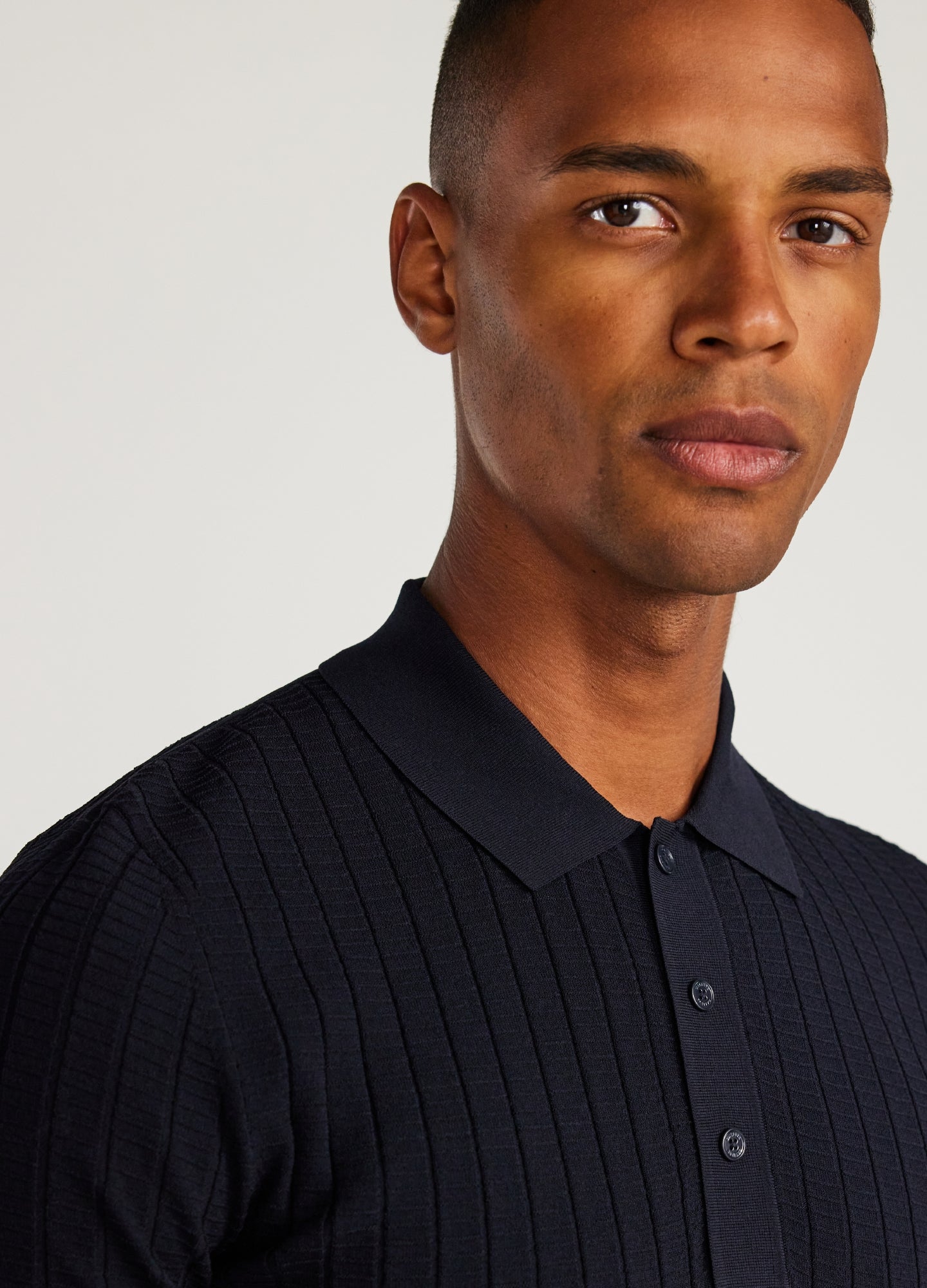 Rully Textured Rib Tech Knit Polo Navy