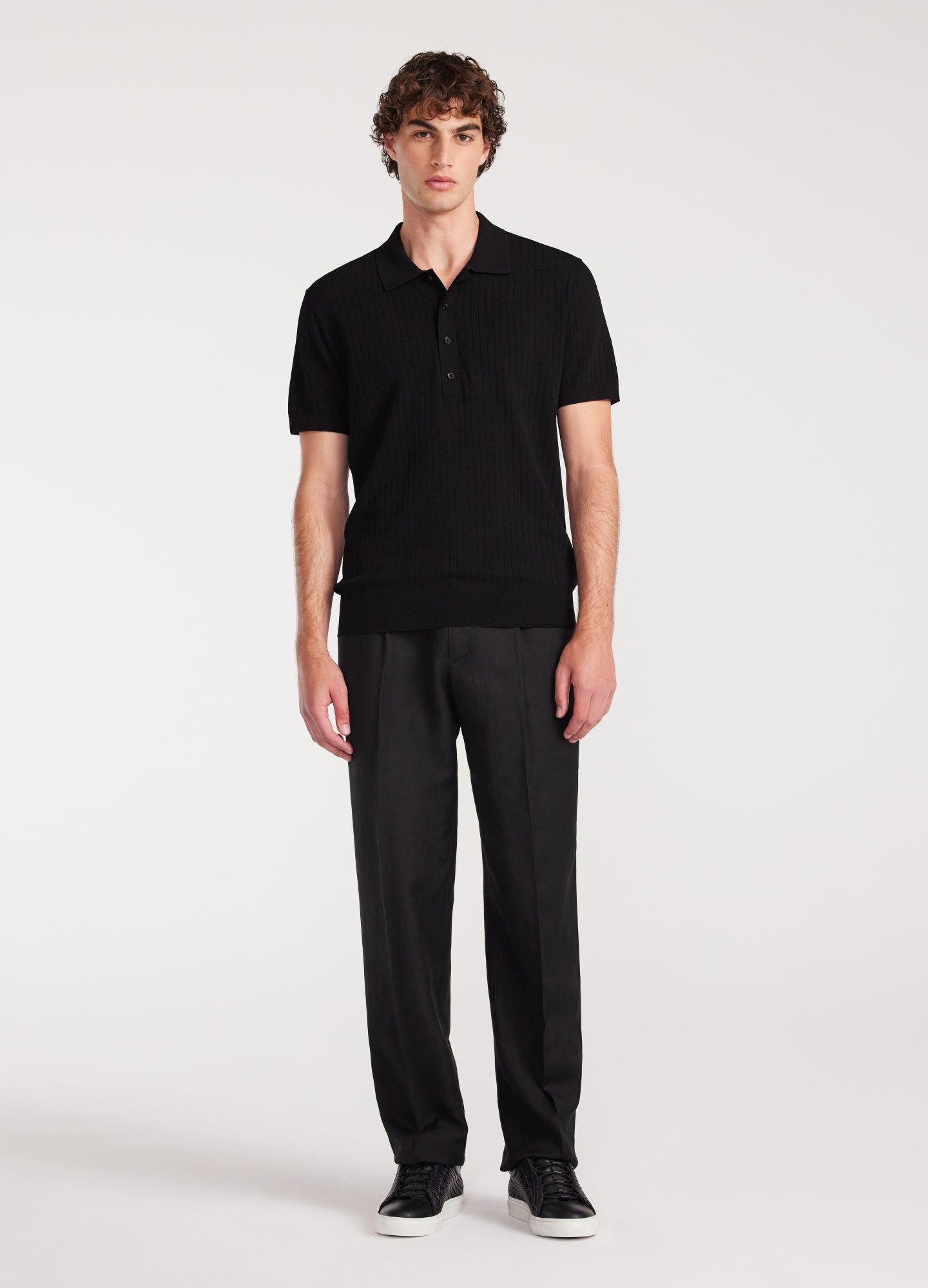 Rully Sheer Stripe Polo Black