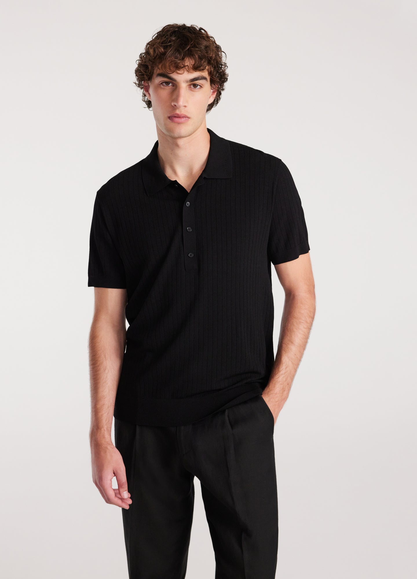 Rully Sheer Stripe Polo Black