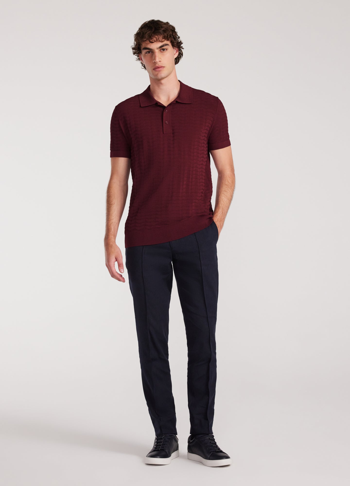 Rully Triangle Knit Polo Wine