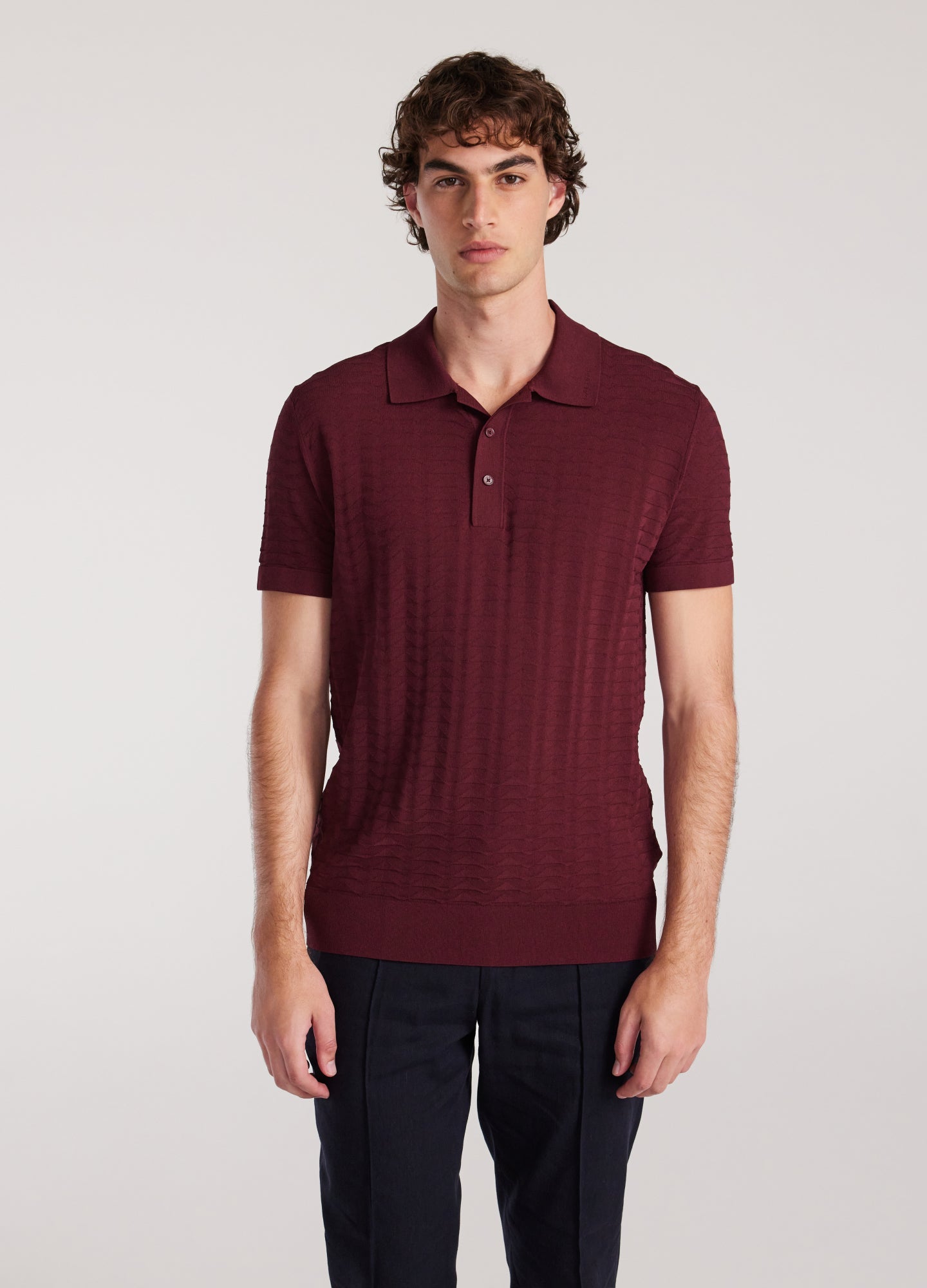 Rully Triangle Knit Polo Wine