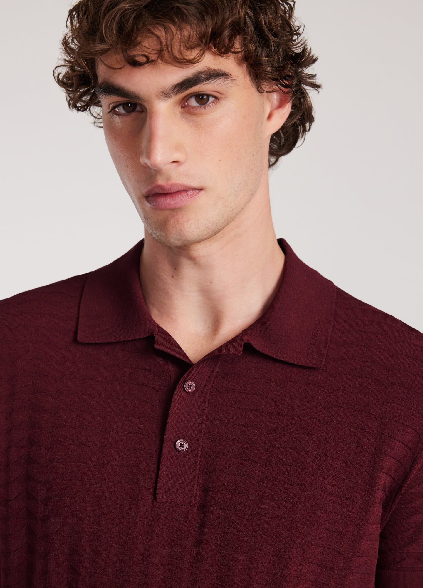 Rully Triangle Knit Polo Wine