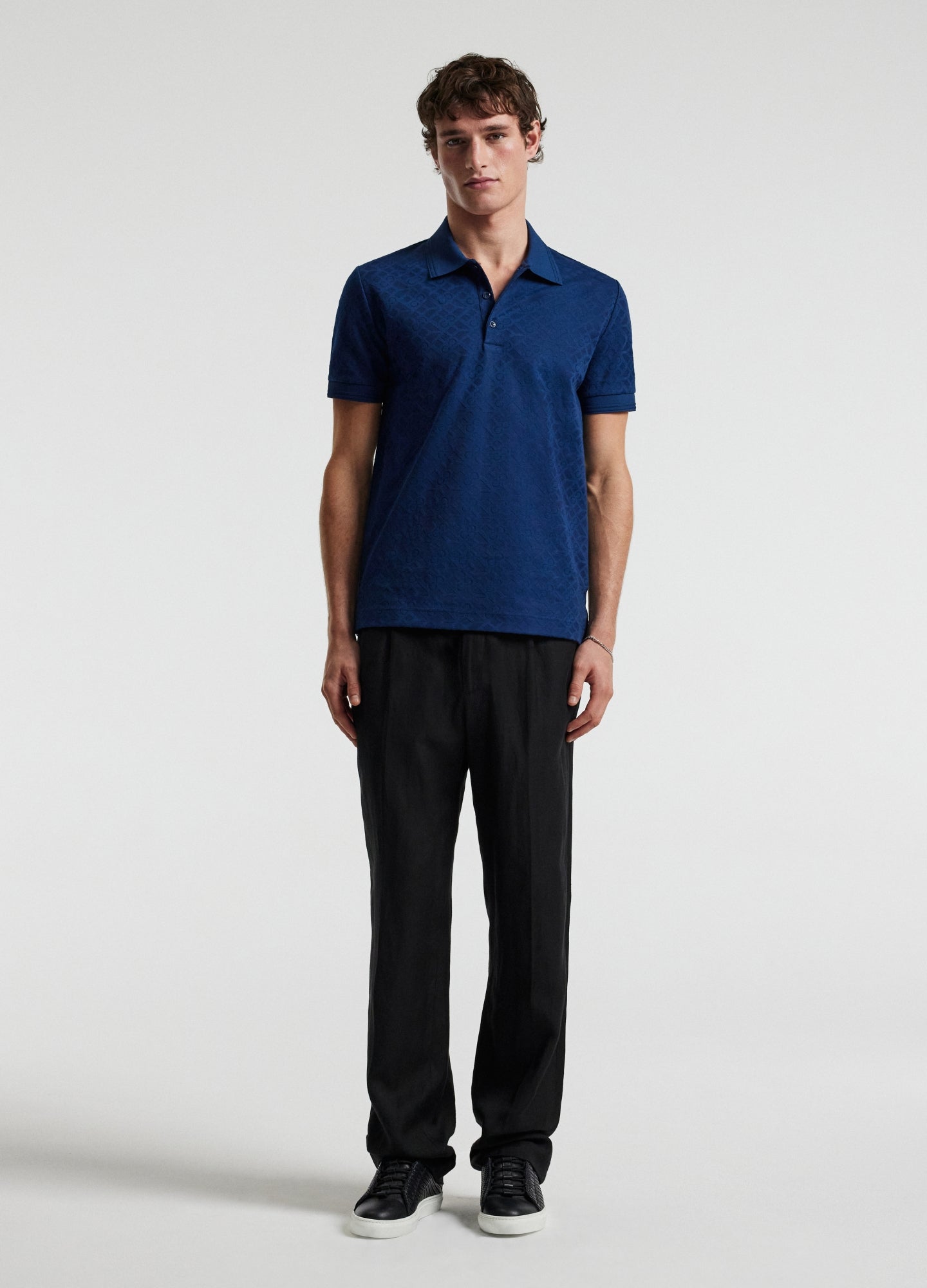Rully Solid Monogram Polo Blue