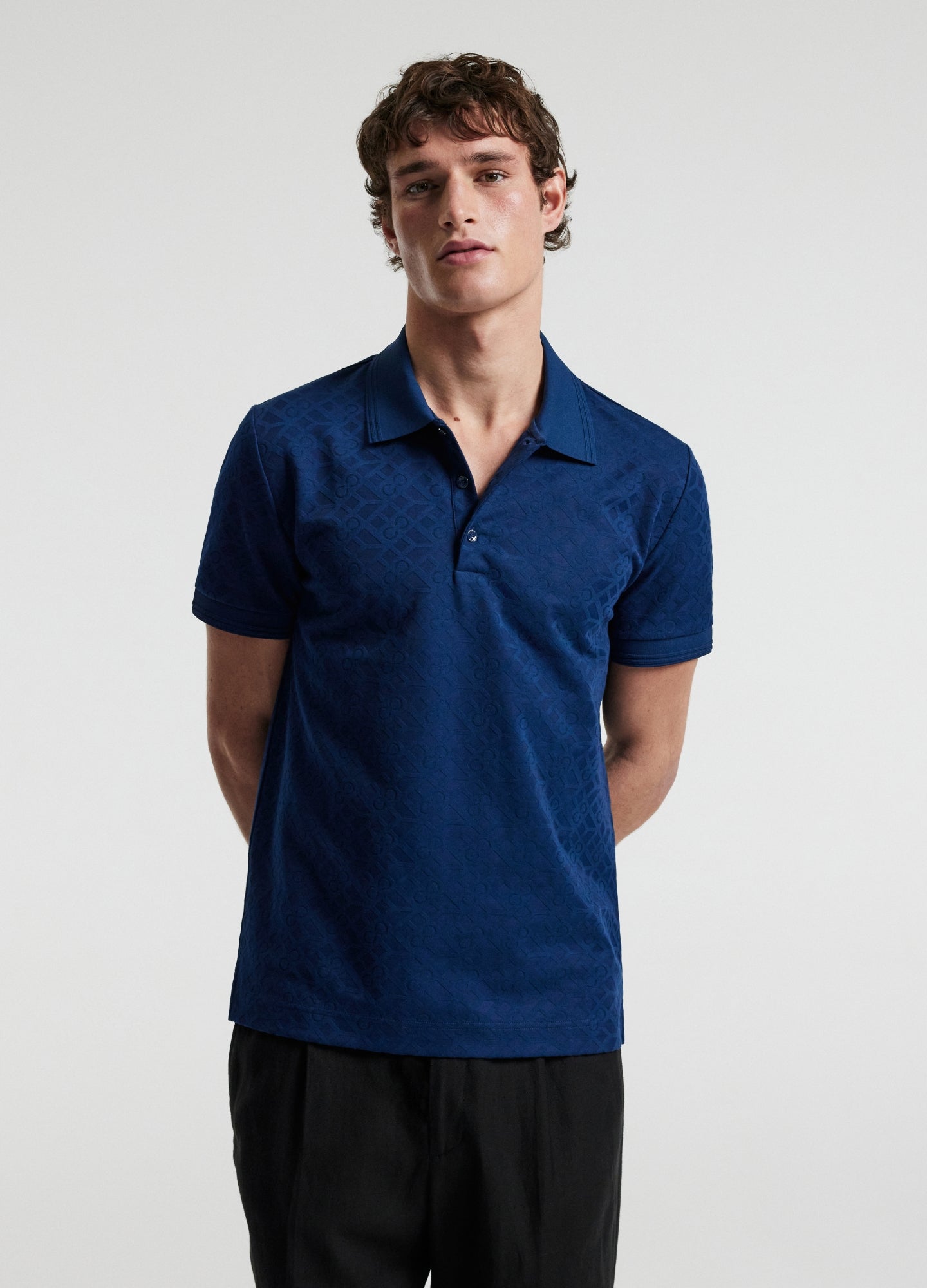 Rully Solid Monogram Polo Blue