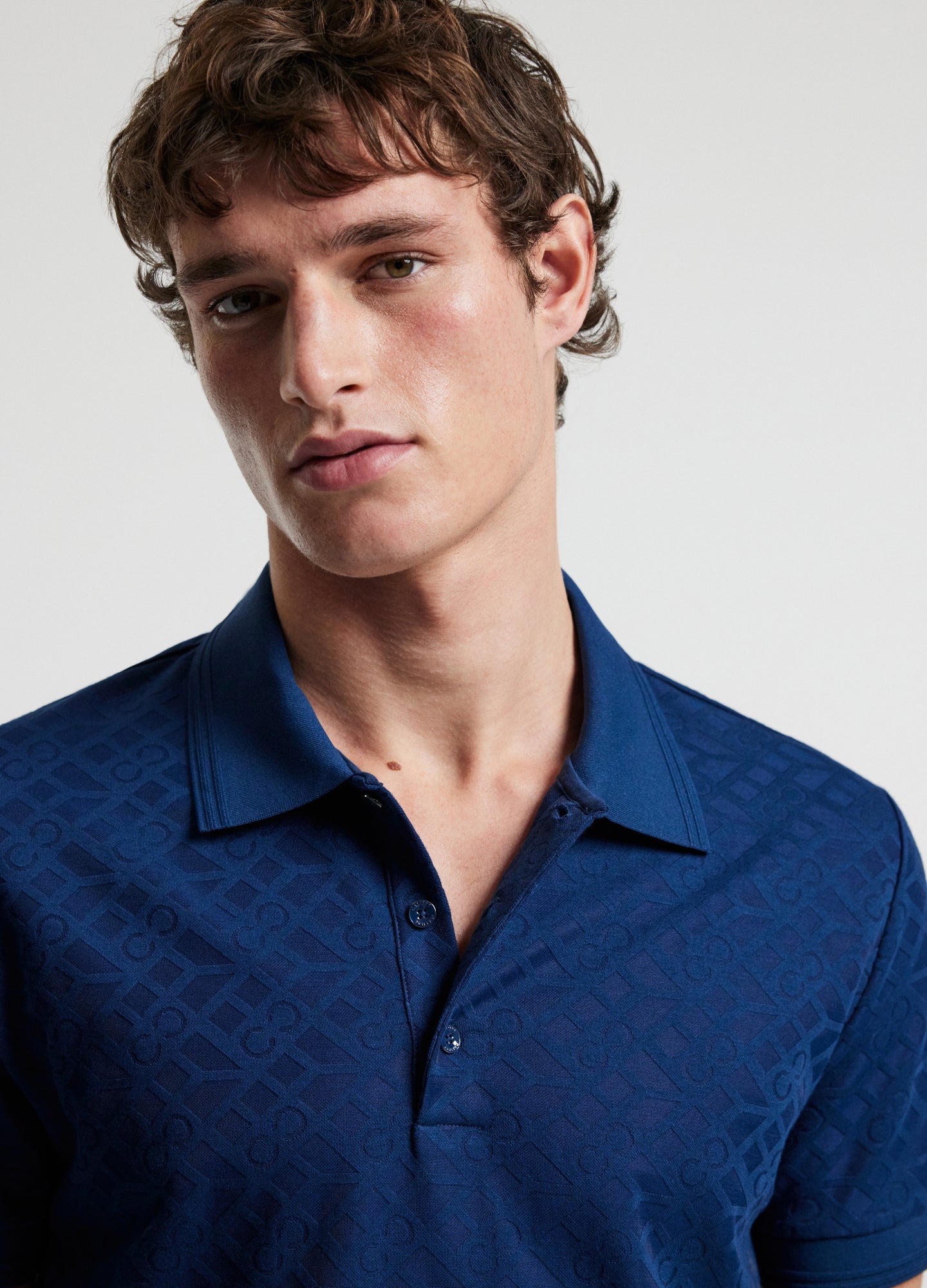 Rully Solid Monogram Polo Blue