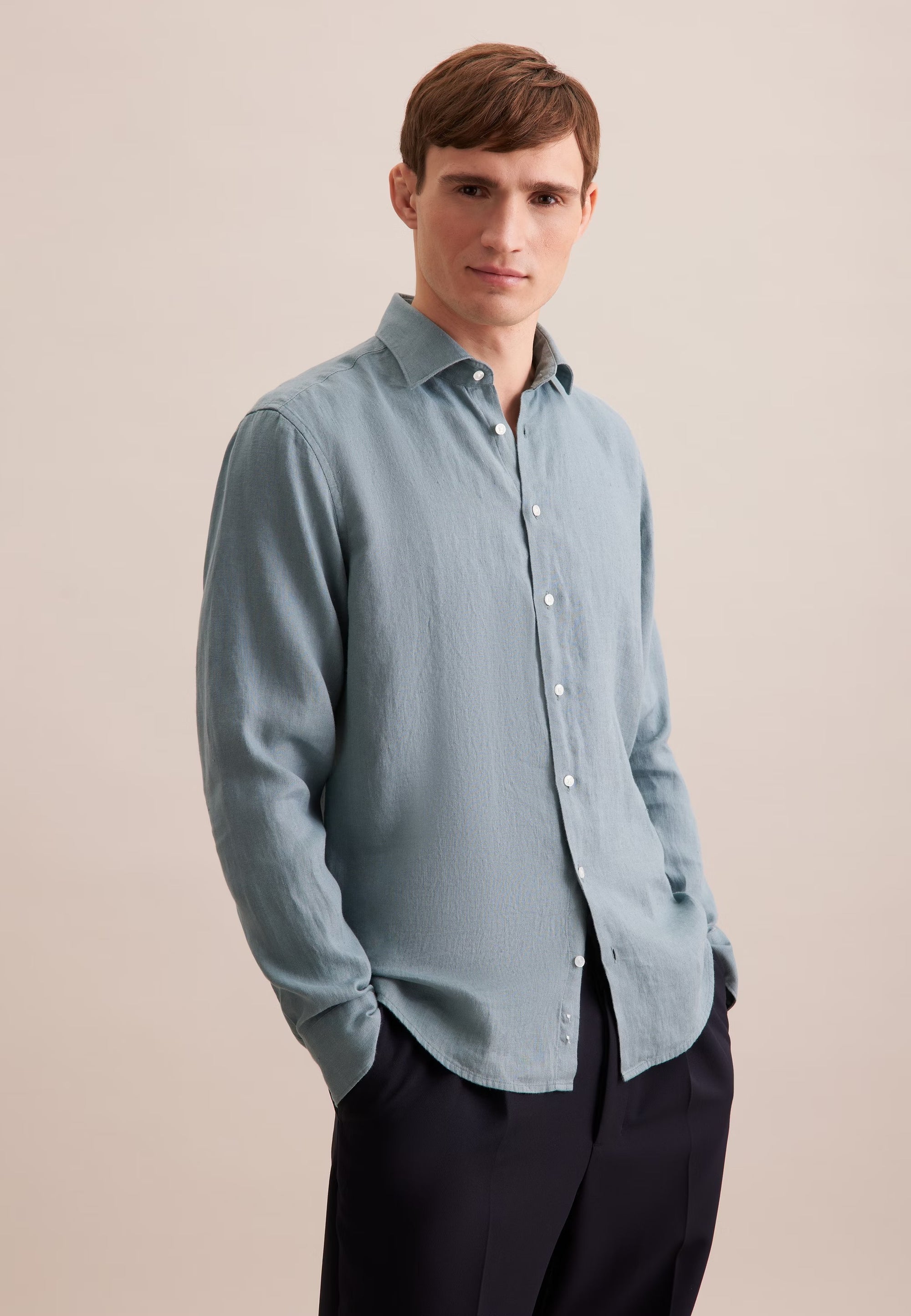 Rully Regent Linen Shirt Mist Blue