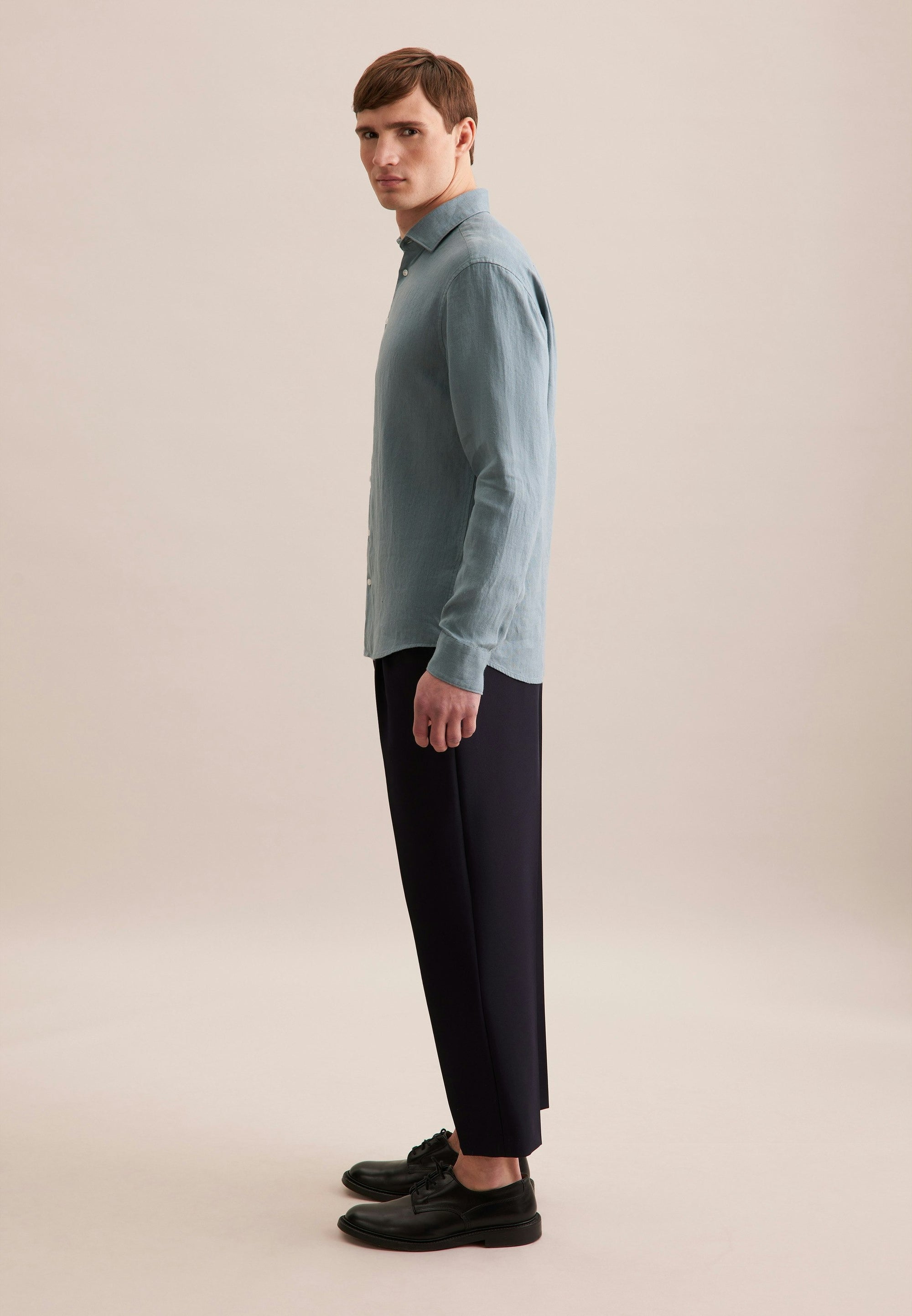Rully Regent Linen Shirt Mist Blue