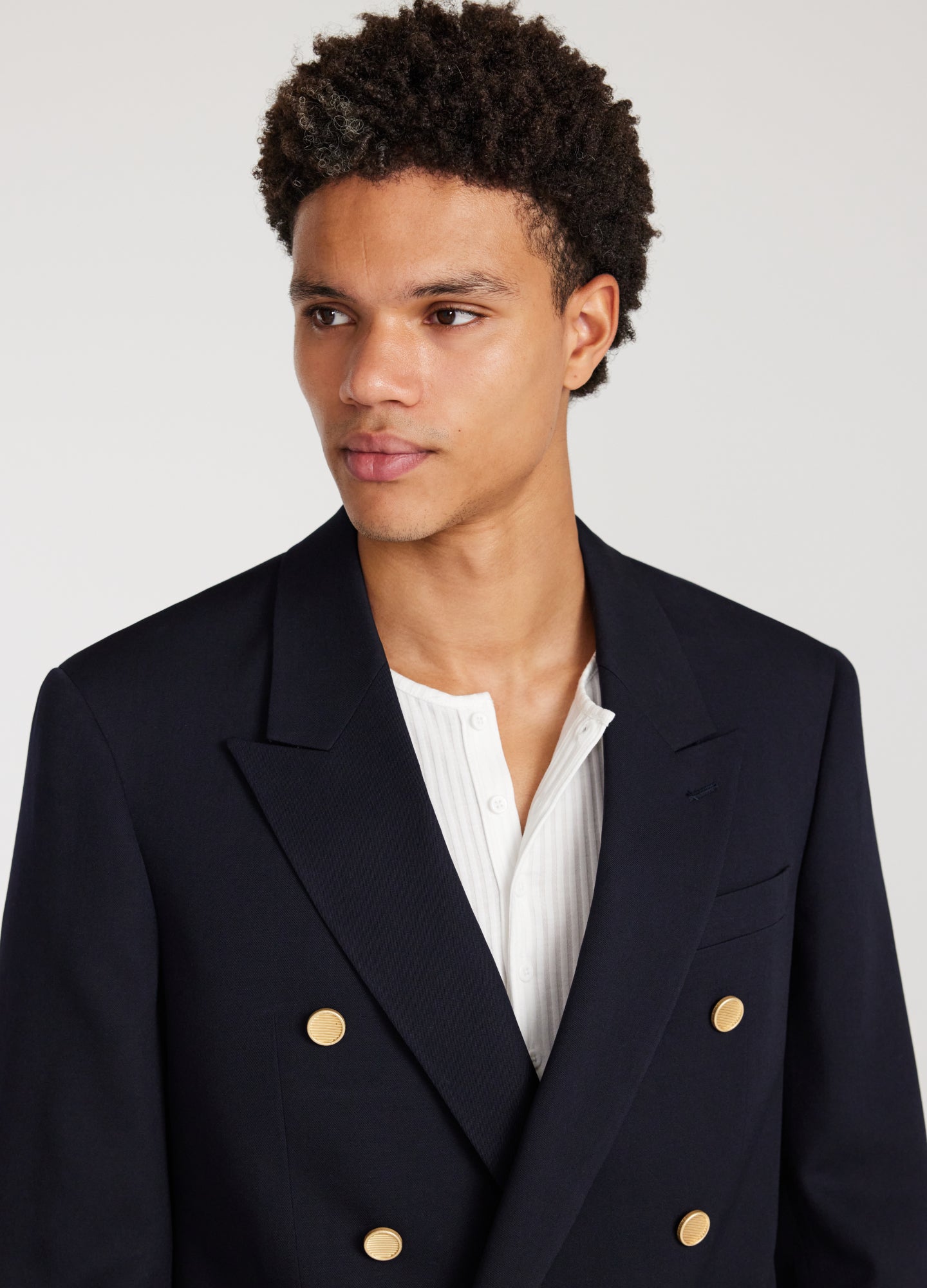 Rully Holborn Wool Double-Breasted Blazer Navy Dark