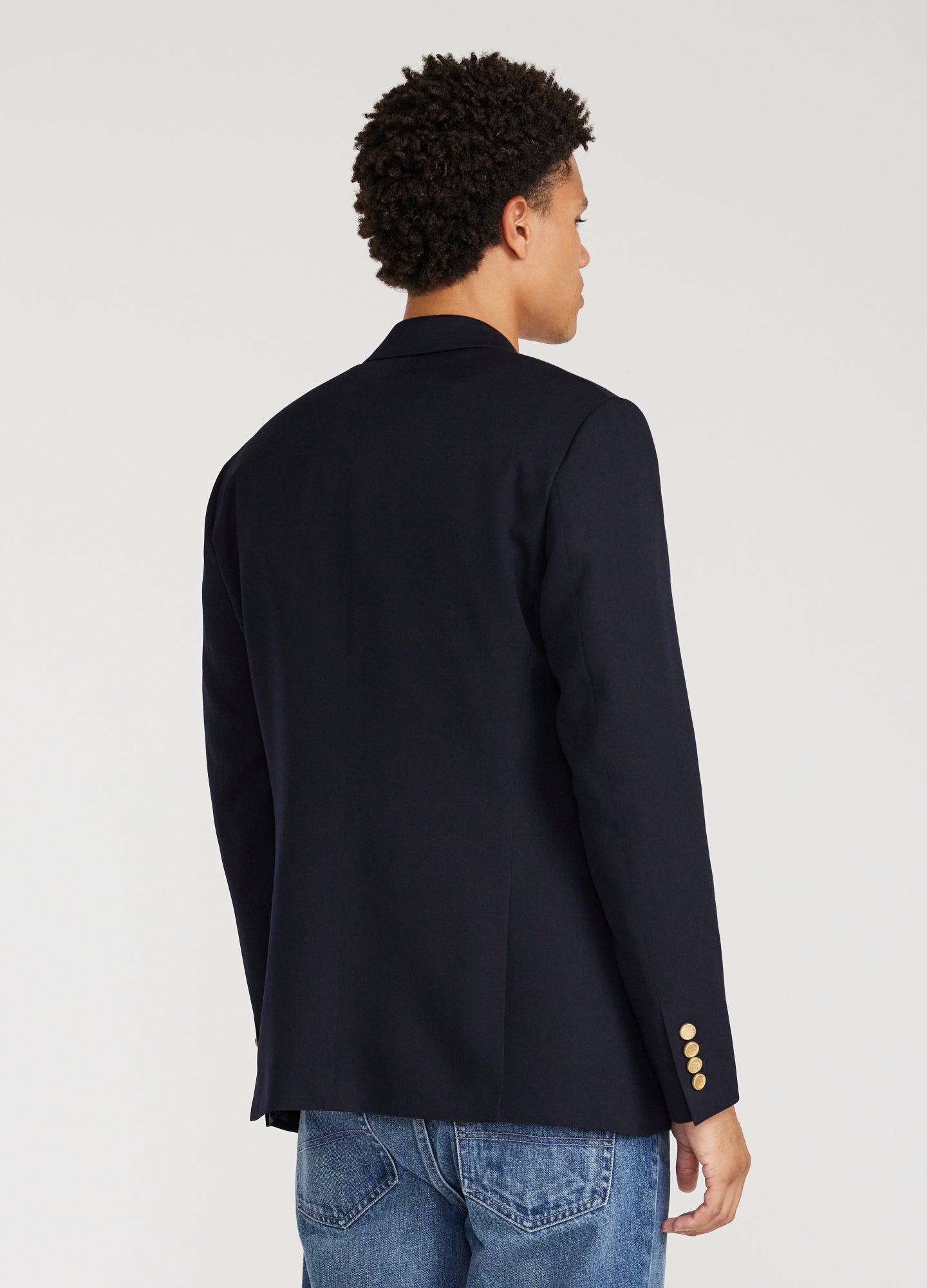 Rully Holborn Wool Double-Breasted Blazer Navy Dark