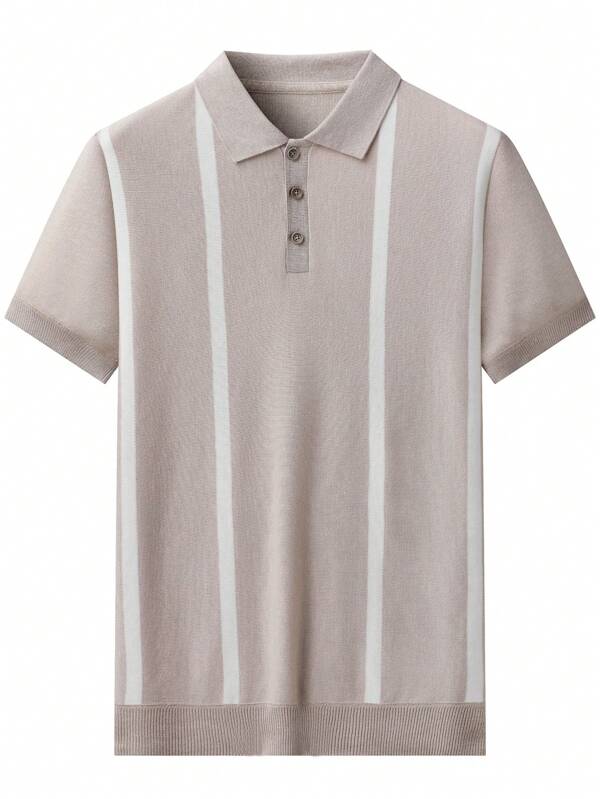 Men's Bold Stripe Knit Polo Shirt