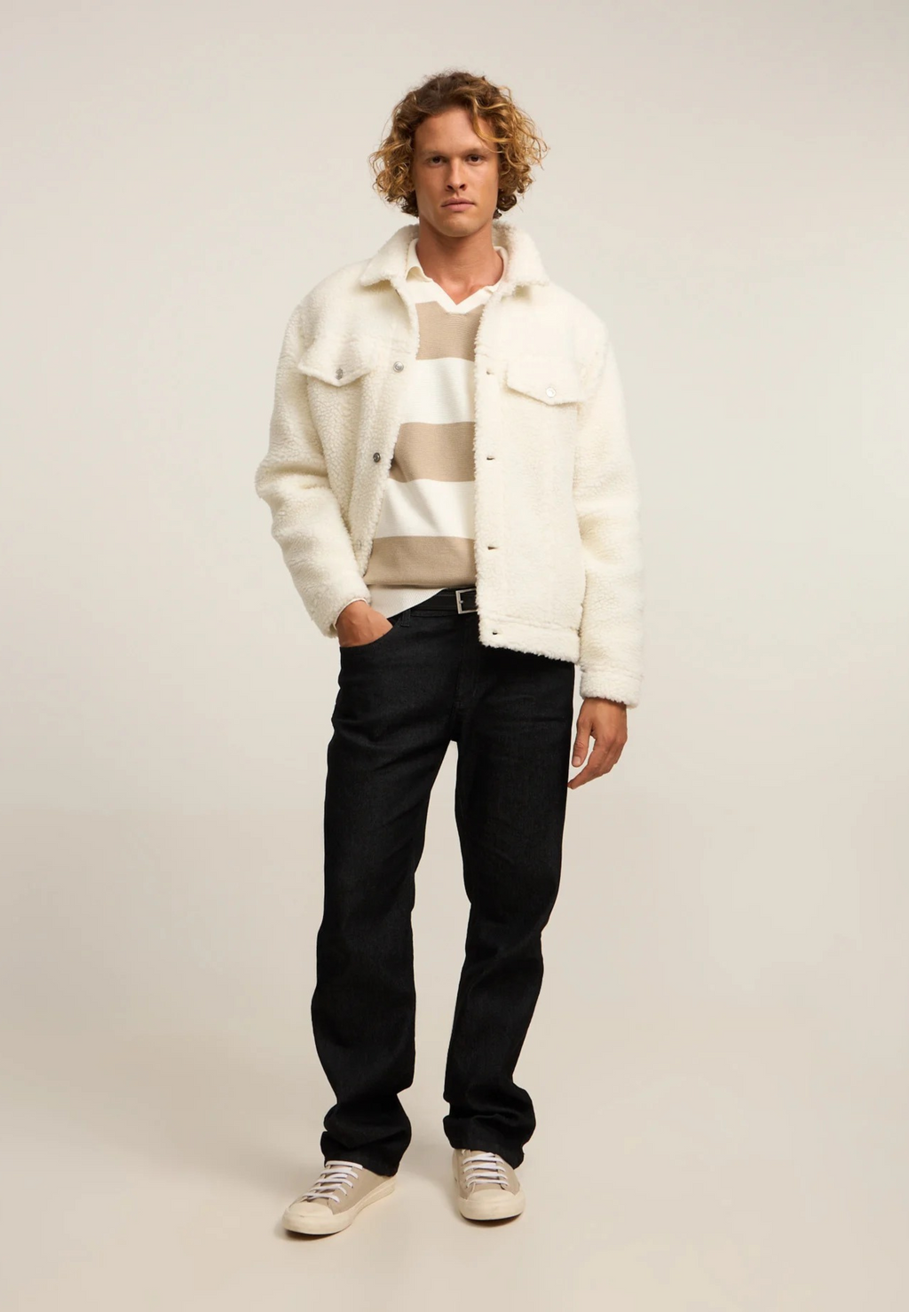 Rully Islington Rugby Knit Sand & White