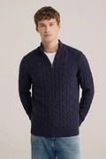 Men’s Transitional Half Zip Cable Knit Jumper