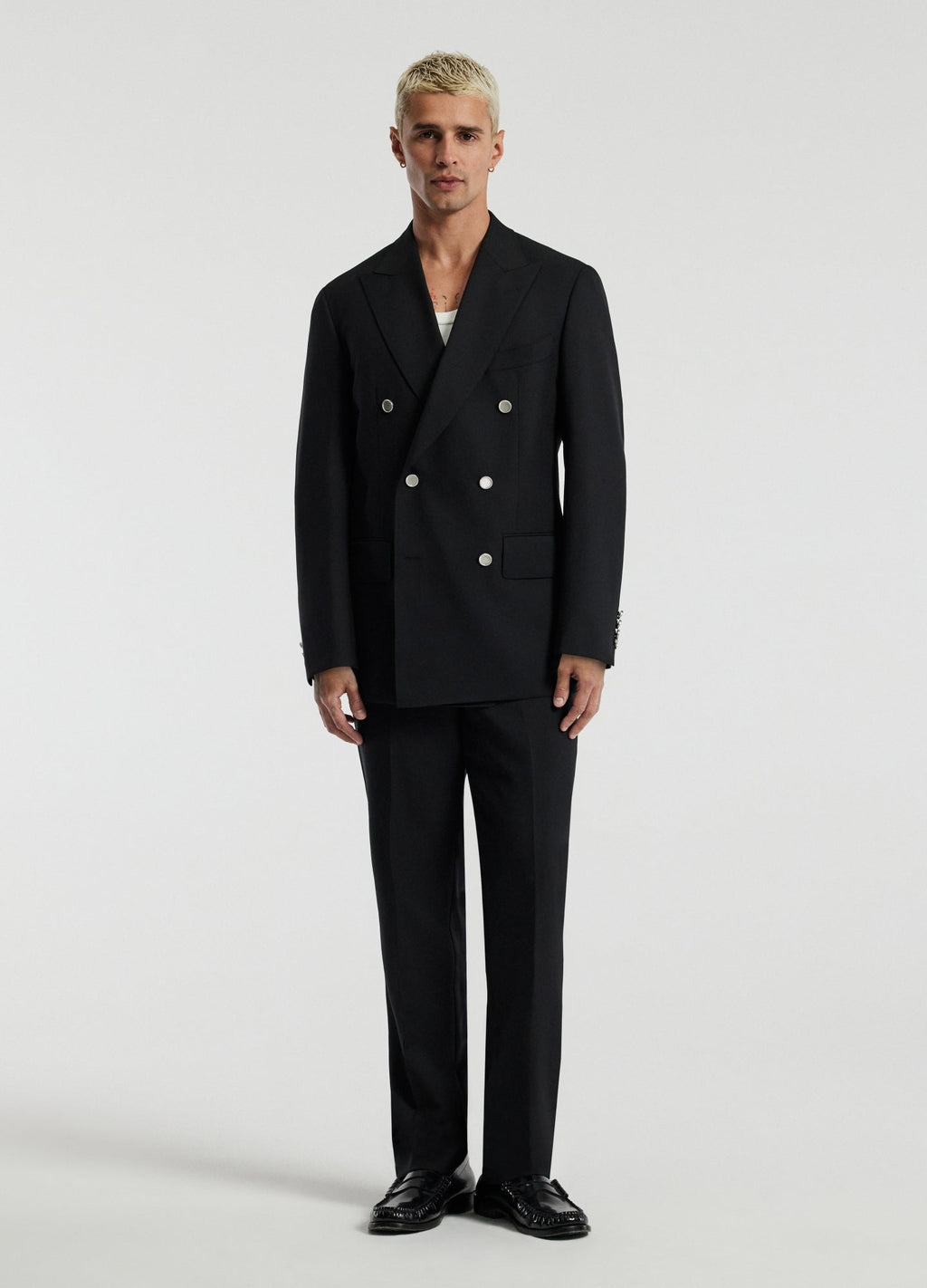 Rully Holborn Wool Double-Breasted Blazer Black