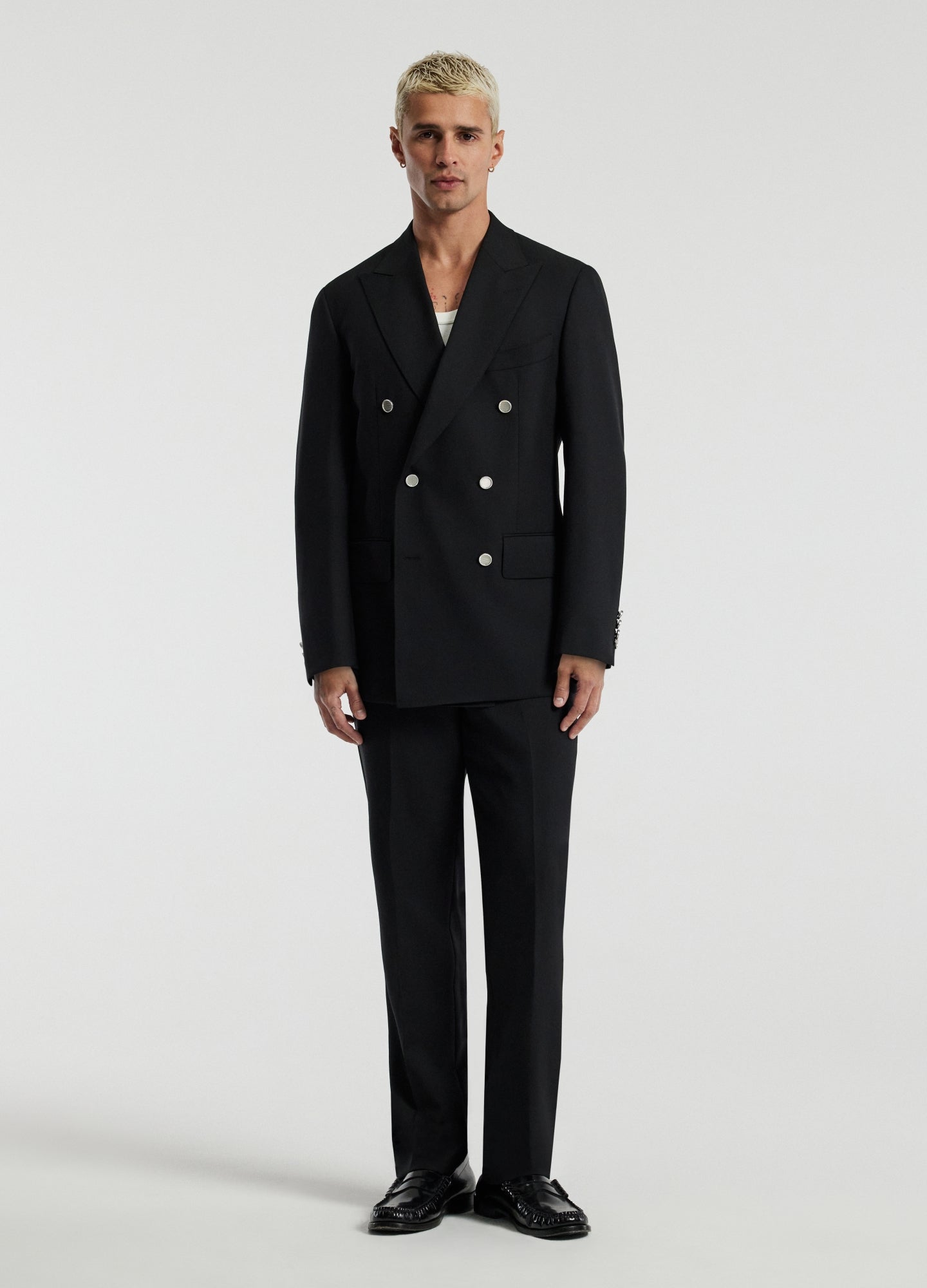 Rully Holborn Wool Double-Breasted Blazer Black