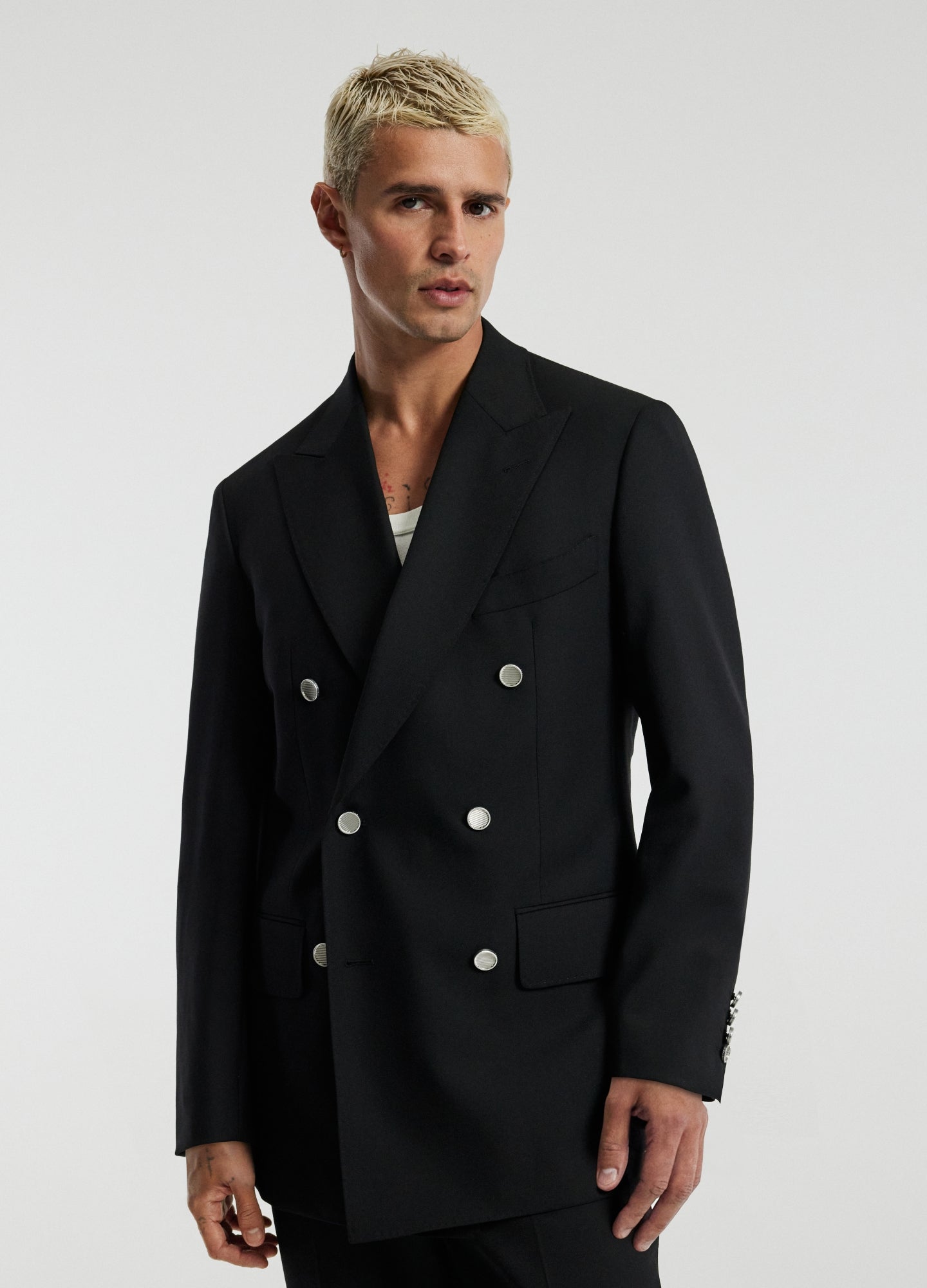 Rully Holborn Wool Double-Breasted Blazer Black