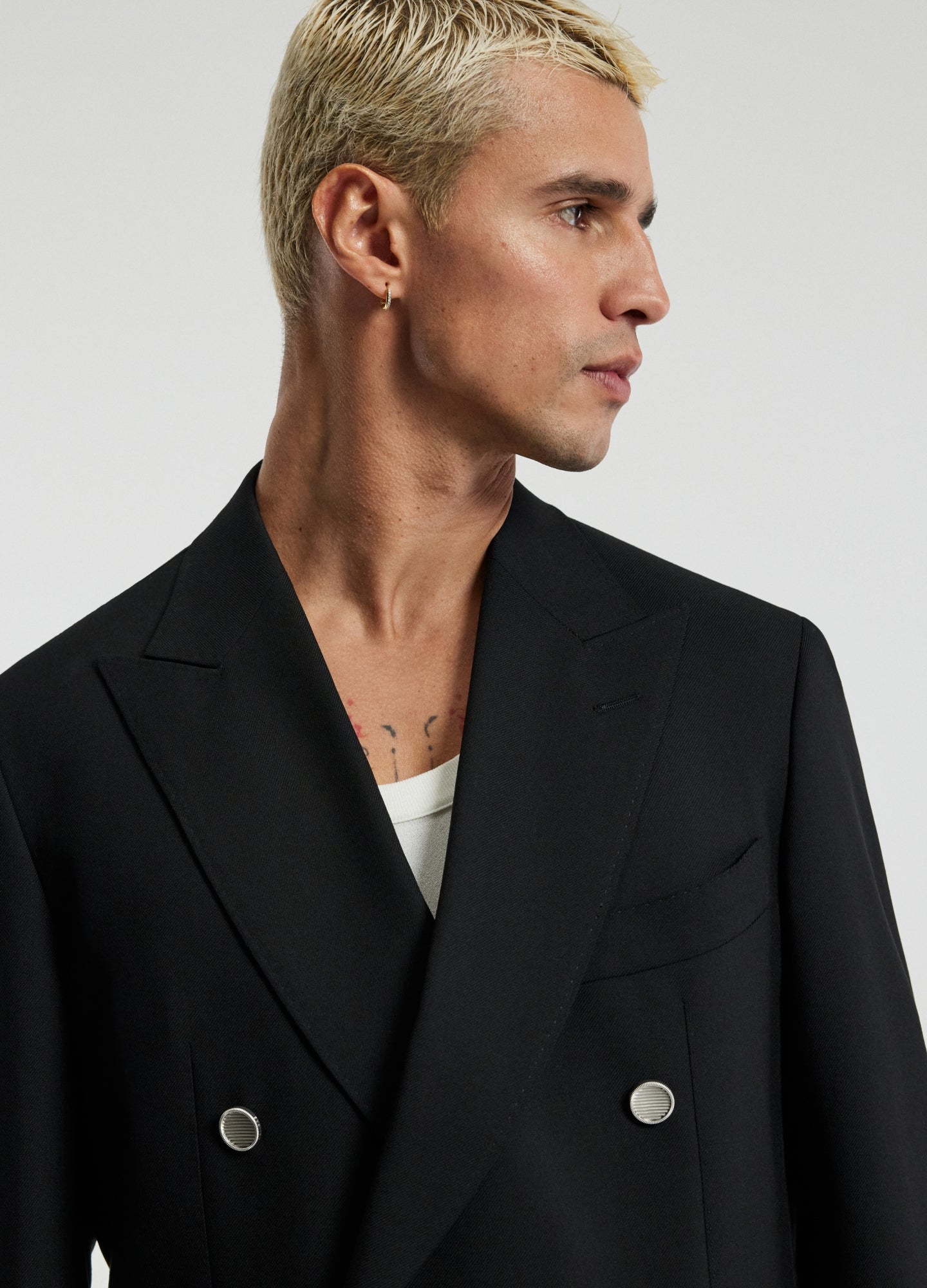Rully Holborn Wool Double-Breasted Blazer Black