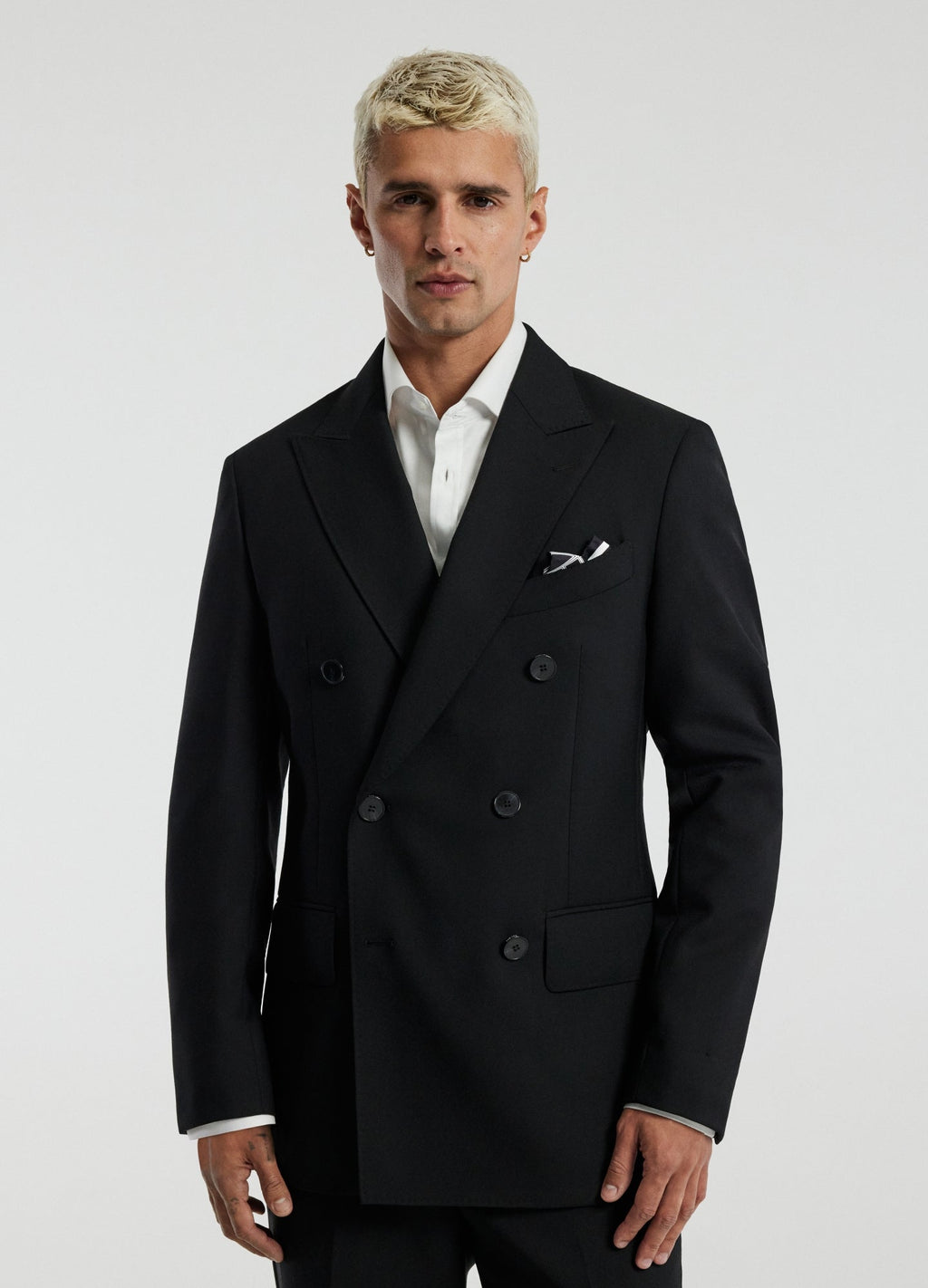 Rully Holborn Wool Double-Breasted Blazer Black