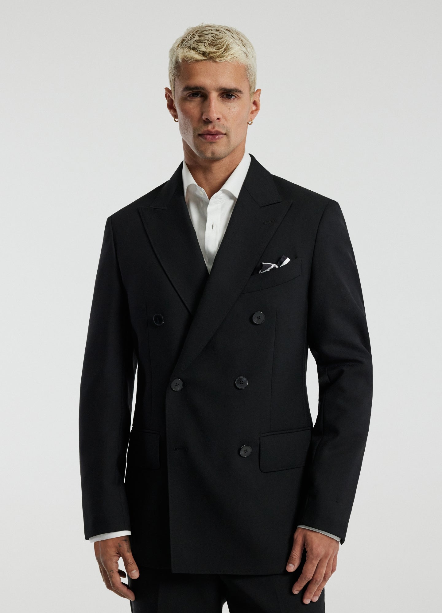 Rully Holborn Wool Double-Breasted Blazer Black
