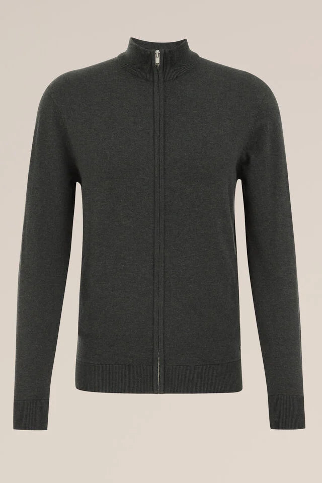 Men’s Slim Fit Fine-Knit Zip-Front Cardigan