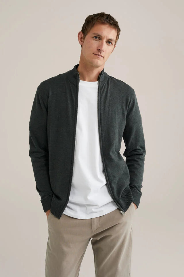 Men’s Slim Fit Fine-Knit Zip-Front Cardigan
