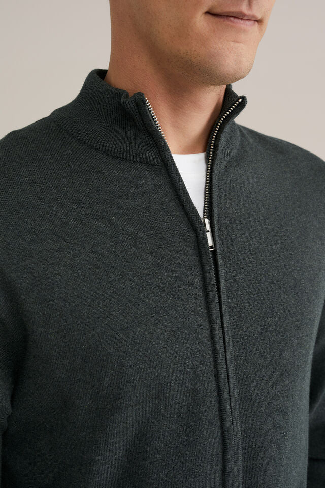 Men’s Slim Fit Fine-Knit Zip-Front Cardigan