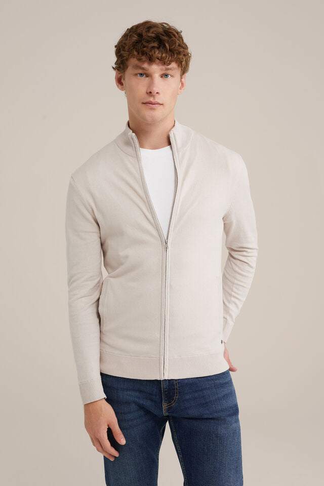 Men’s Slim Fit Fine-Knit Zip-Front Cardigan