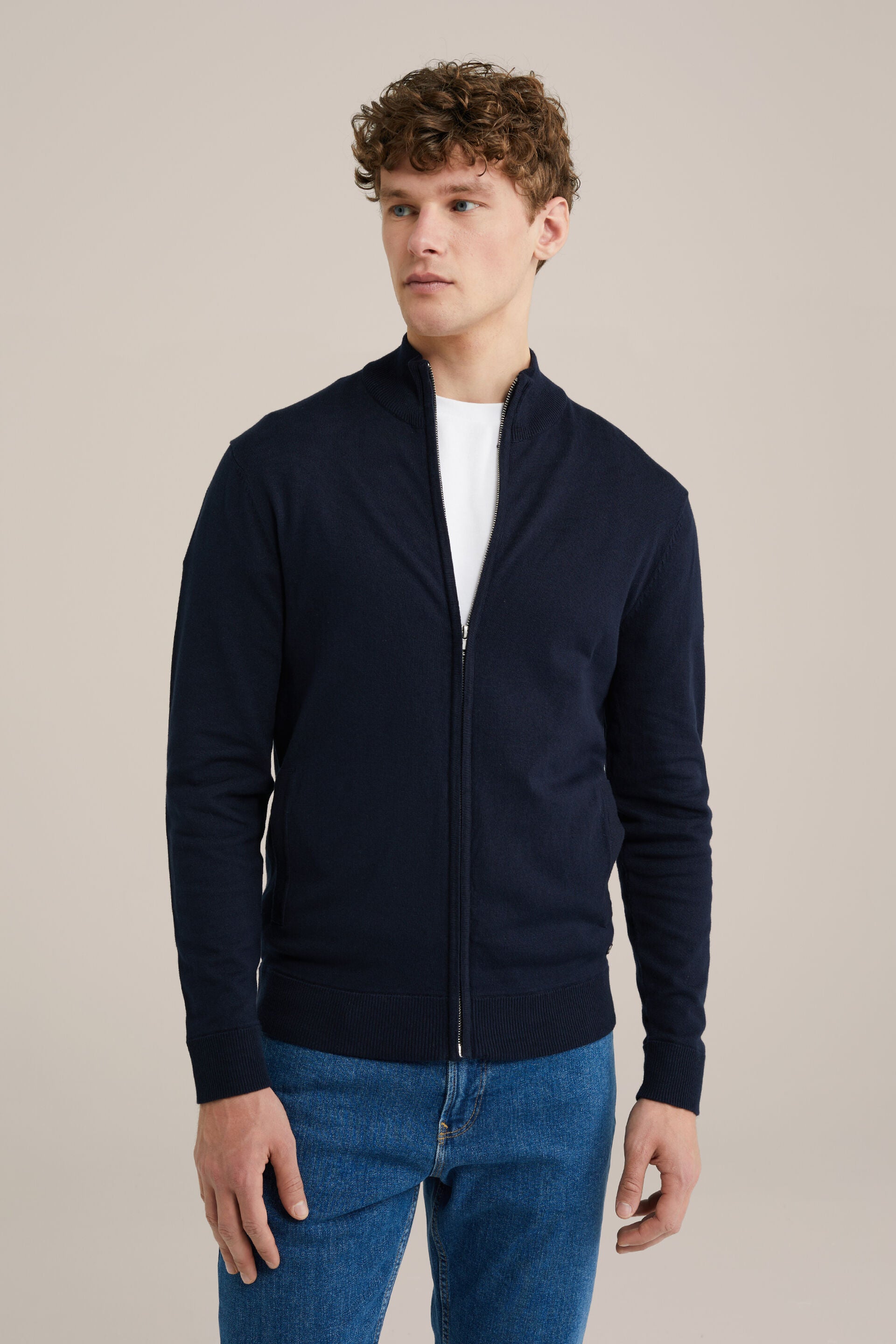 Men’s Slim Fit Fine-Knit Zip-Front Cardigan