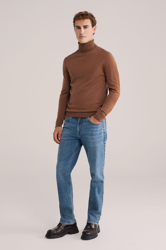 Men’s Slim Fit Merino Wool Roll-Neck Jumper