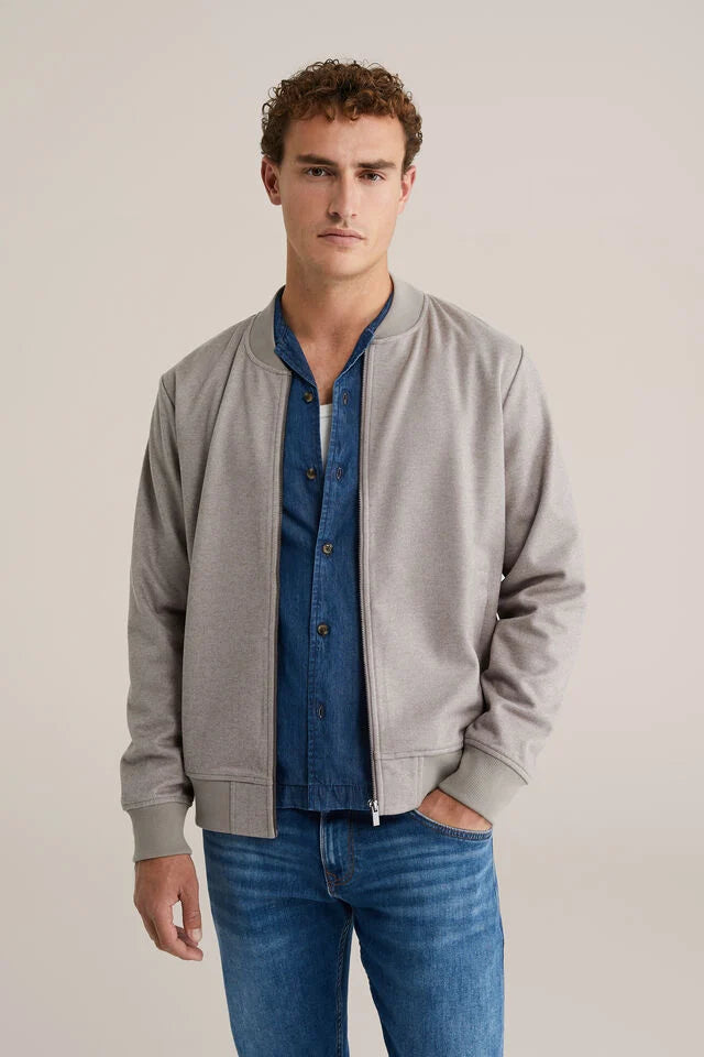 Men’s Regular Fit Jersey-Mix Bomber Jacket