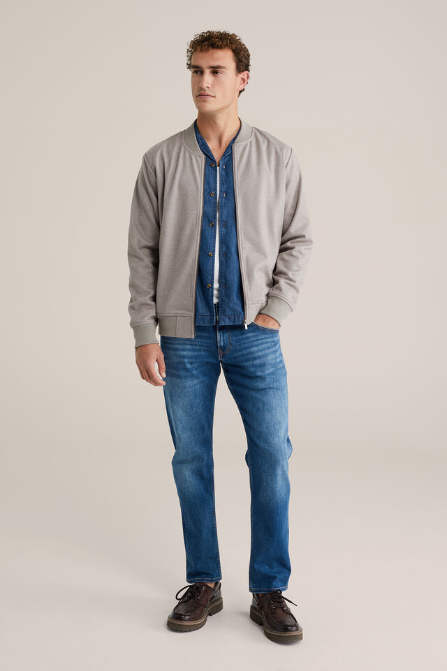 Men’s Regular Fit Jersey-Mix Bomber Jacket