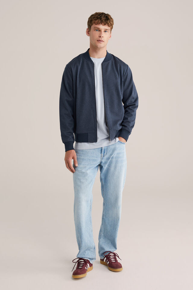 Men’s Regular Fit Jersey-Mix Bomber Jacket