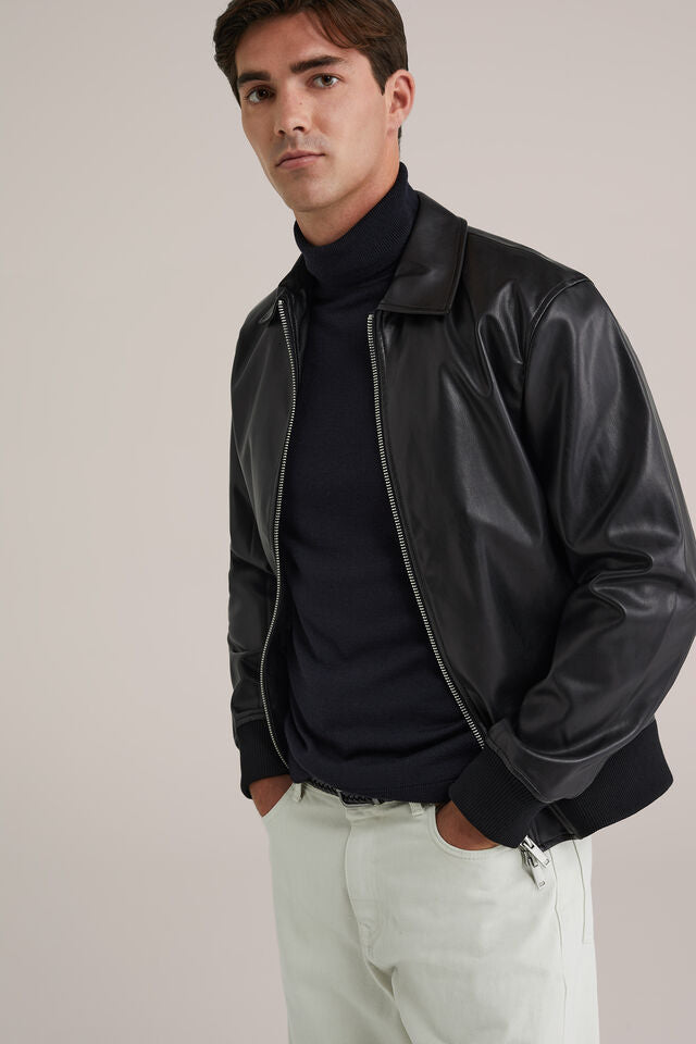 Men’s Regular Fit Faux Leather Jacket