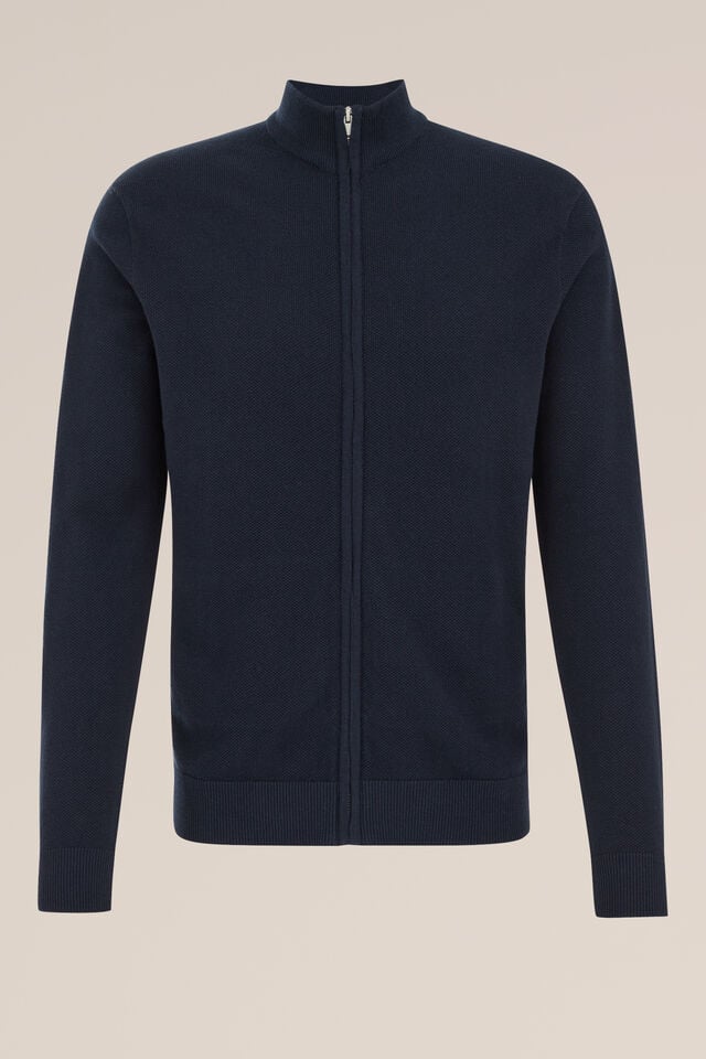 Men’s Regular Fit Fine-Knit Zip-Up Cardigan